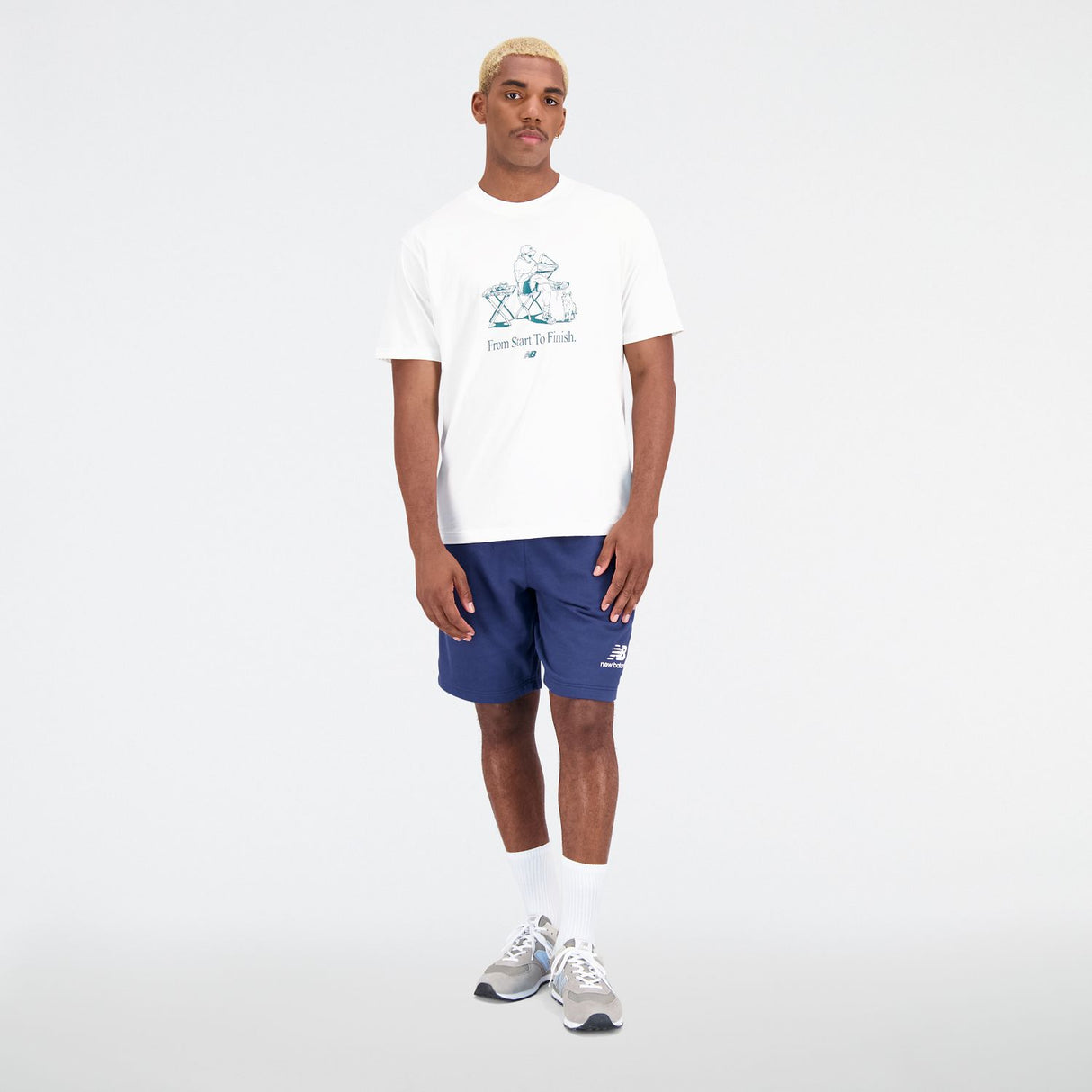 New Balance Men's Essentials Stacked Logo French Terry Shorts-2