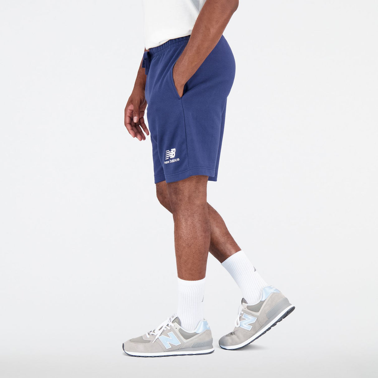 New Balance Men's Essentials Stacked Logo French Terry Shorts-3