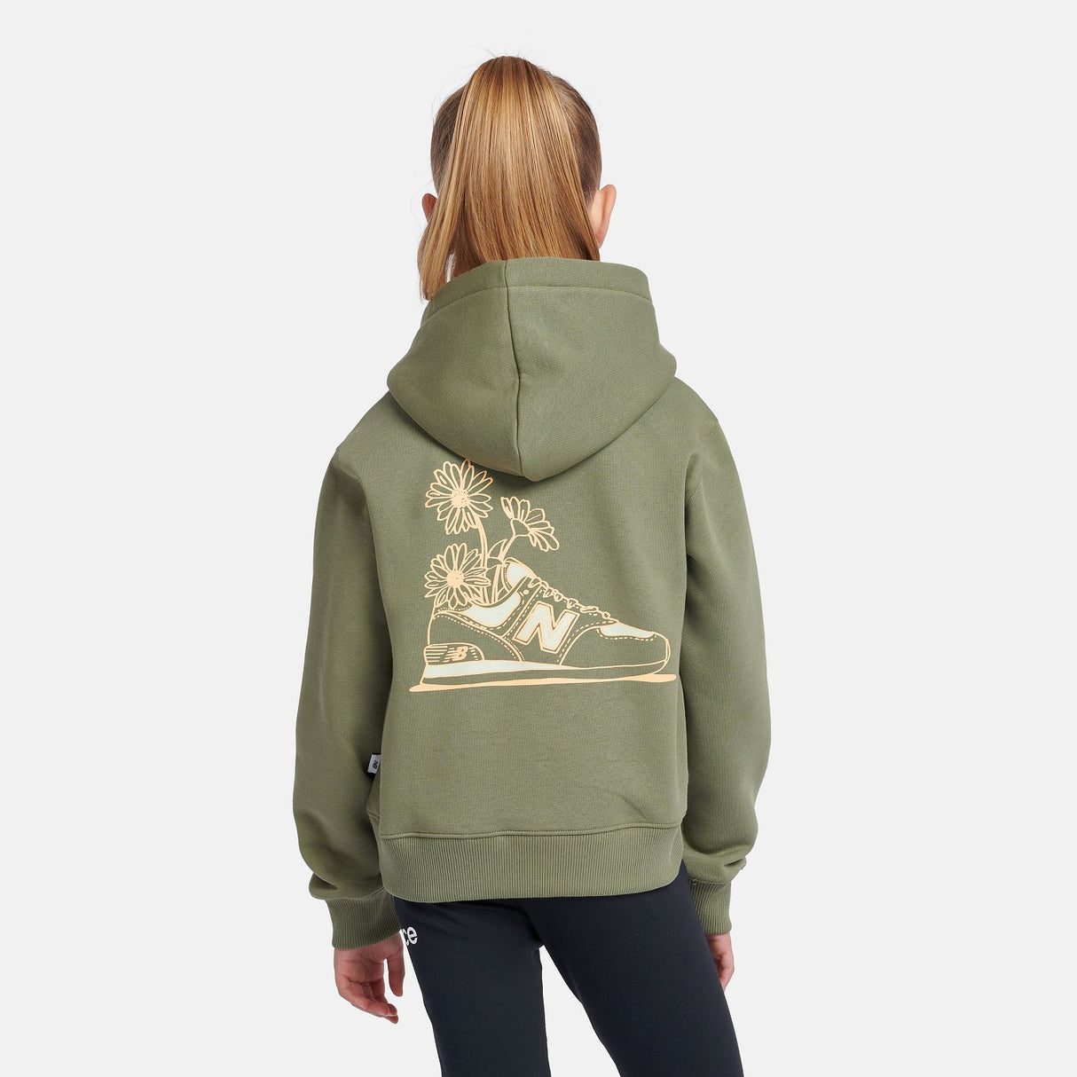 New Balance Girls' Brush Back Floral Sneaker Back Graphic Hoodie-9
