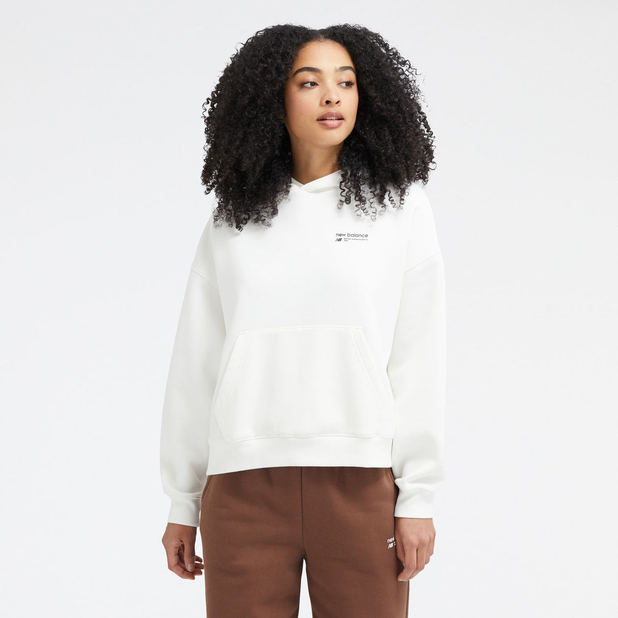 New Balance Women's Linear Heritage Brushed Back Fleece Hoodie-1