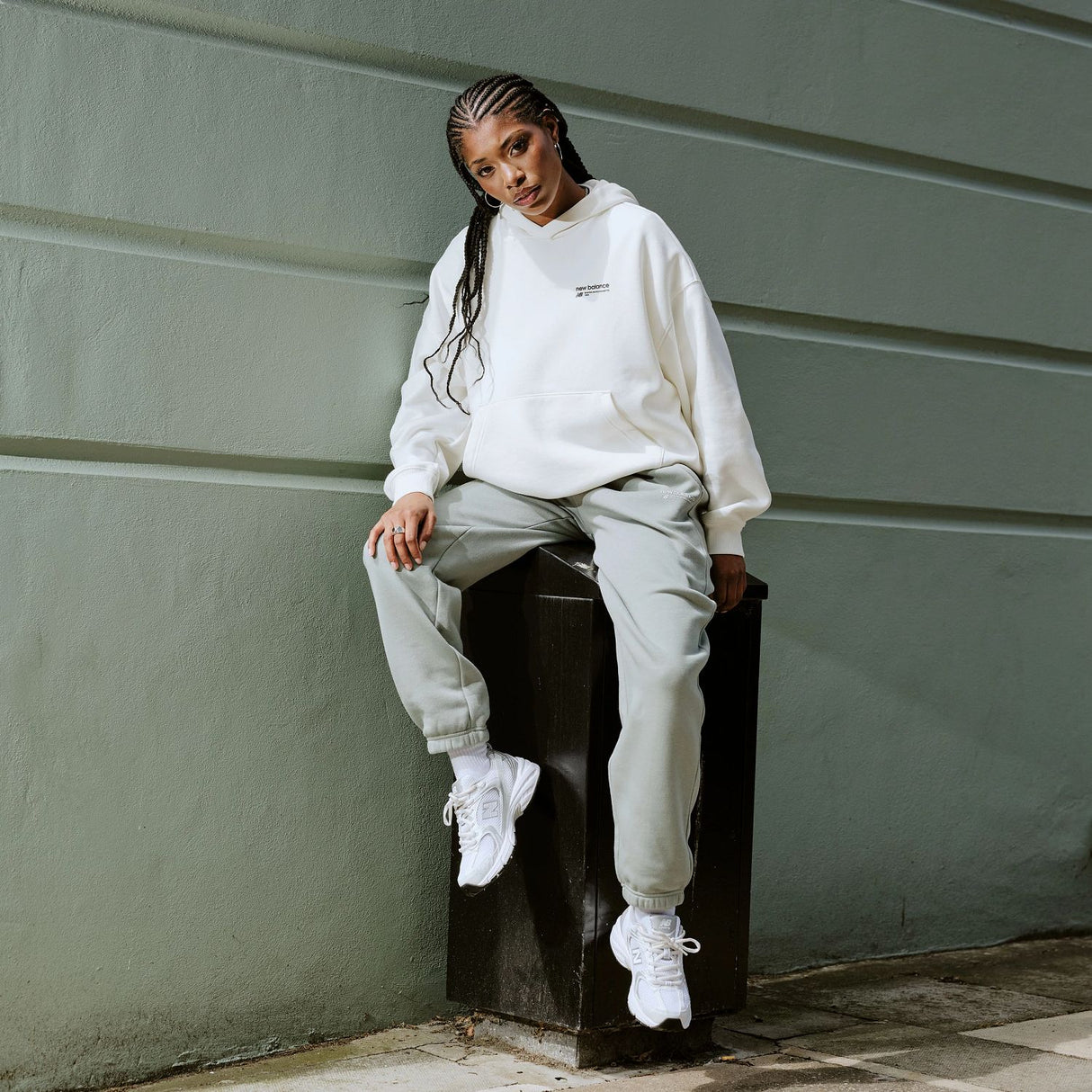 New Balance Women's Linear Heritage Brushed Back Fleece Hoodie-8