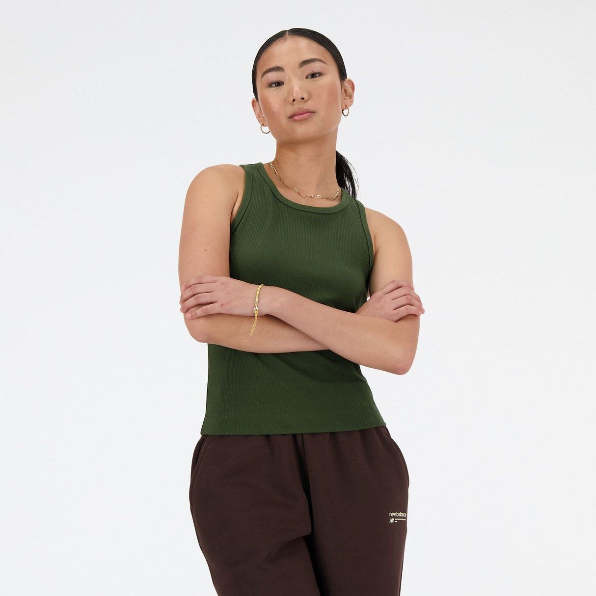 New Balance Women's Linear Heritage Rib Knit Racer Tank-6