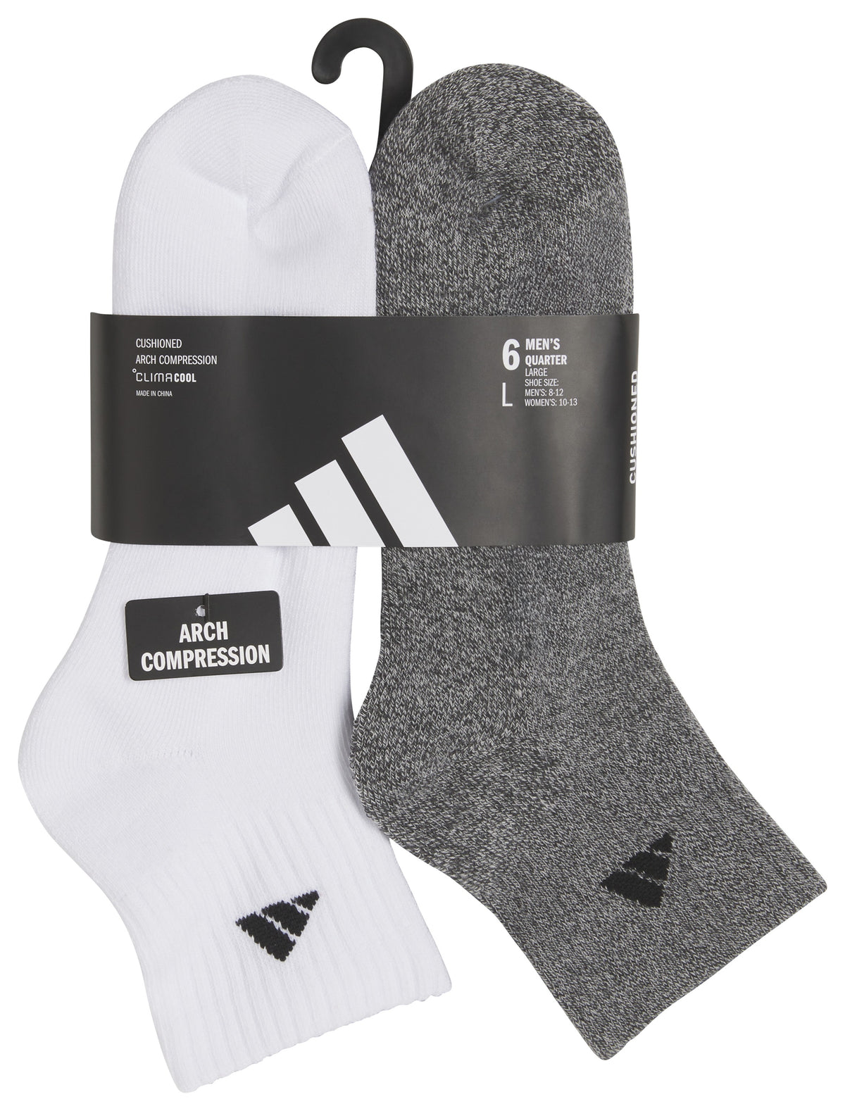 adidas Men's Athletic Cushioned 6-Pack Quarter Sock-9
