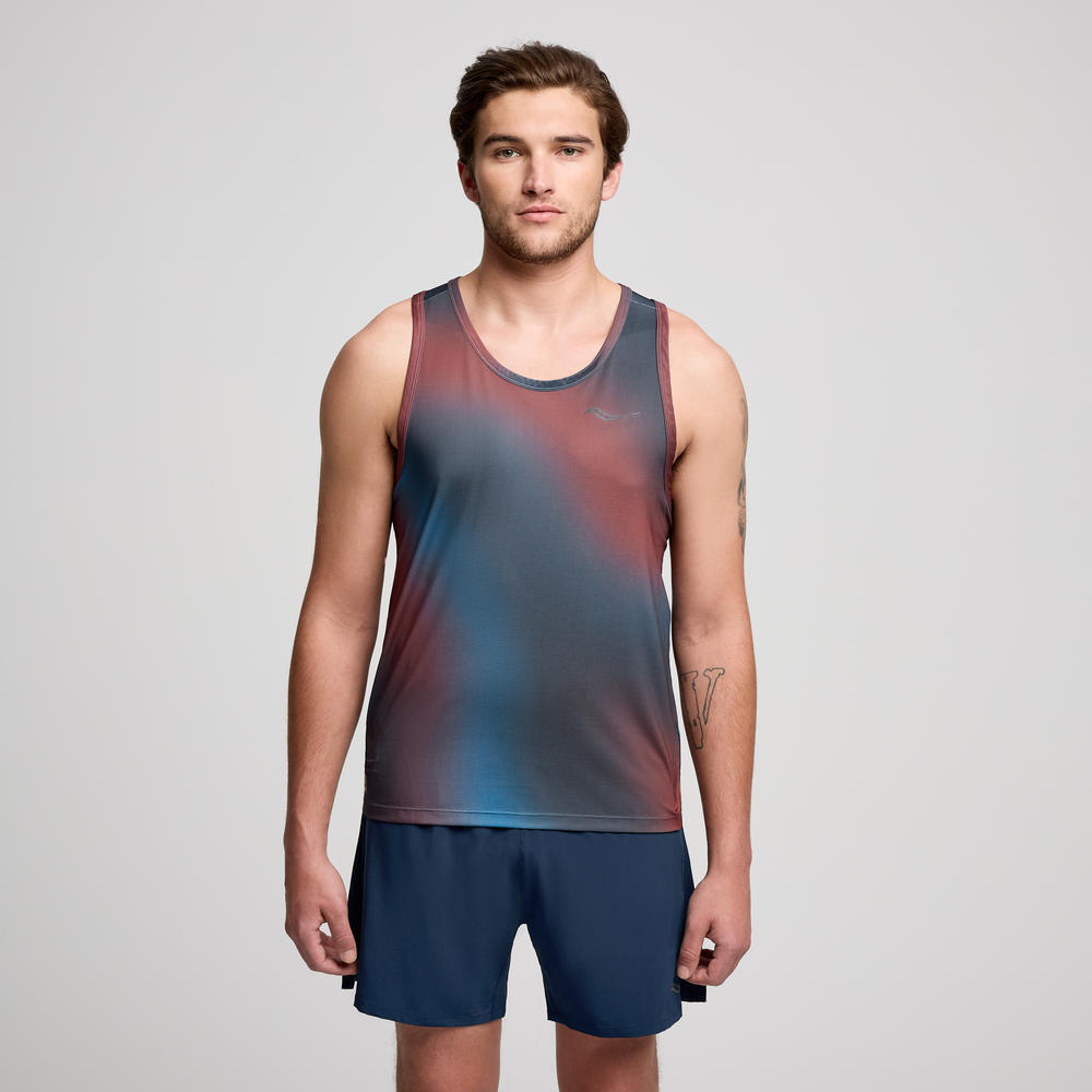Saucony Men's Stopwatch Graphic Singlet SAM800376 Mens Apparel Shirts & Tops