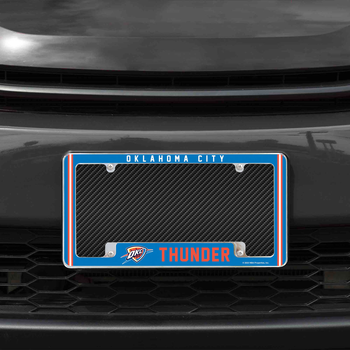 Rico Industries NBA Oklahoma City Thunder Classic 12" x 6" Chrome License Plate Frame-1