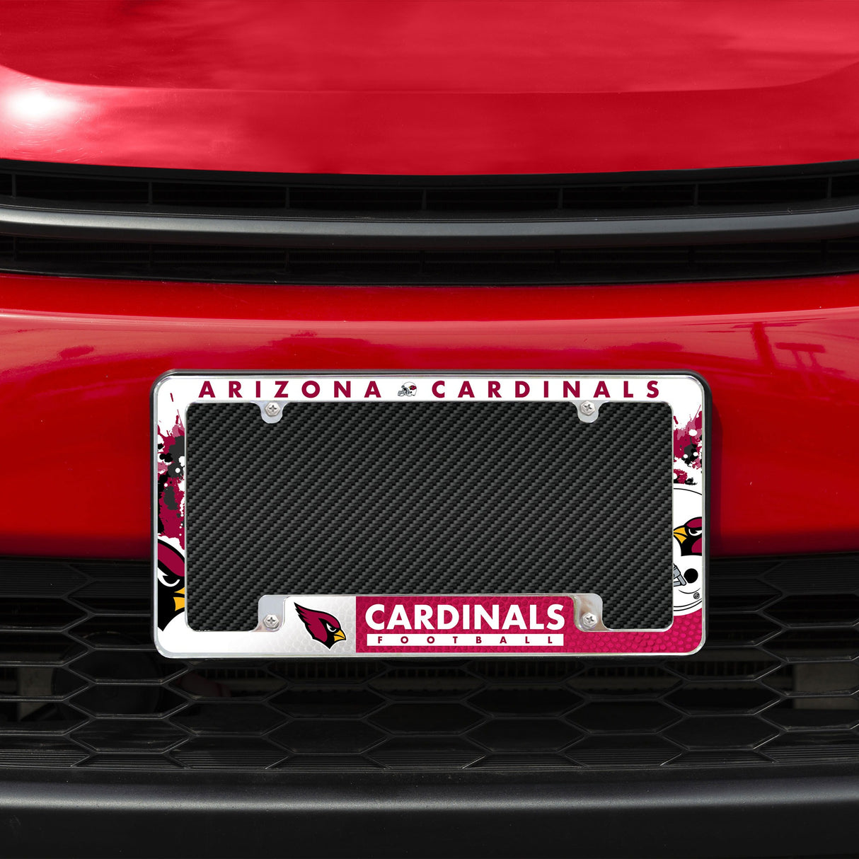 Rico Industries NFL Arizona Cardinals Primary 12" x 6" Chrome License Plate Frame-1