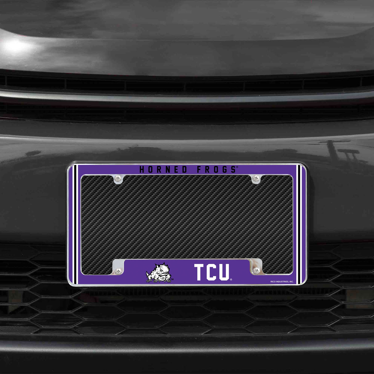 Rico Industries NCAA TCU Horned Frogs Classic 12" x 6" Chrome License Plate Frame-1