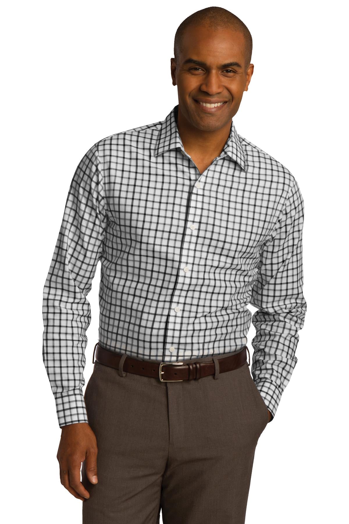 Red House Men's Tricolor Check Slim Fit Non-Iron Shirt