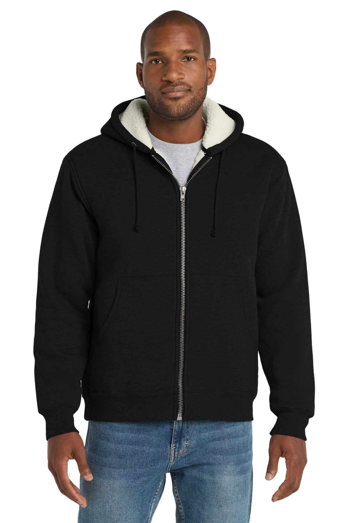 CornerStone Men's Heavyweight Sherpa-Lined Hooded Fleece Jacket