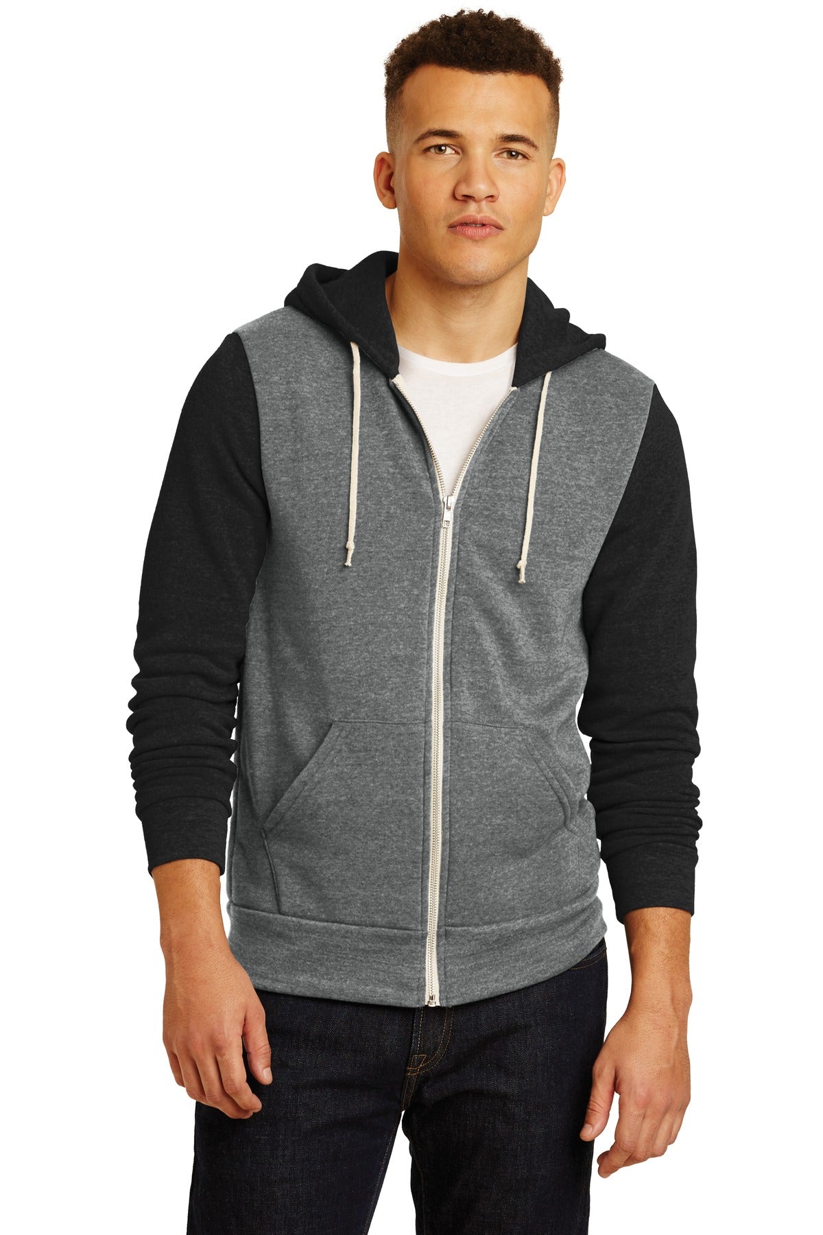 Alternative Apparel Men's Colorblock Rocky Eco -Fleece Zip Hoodie
