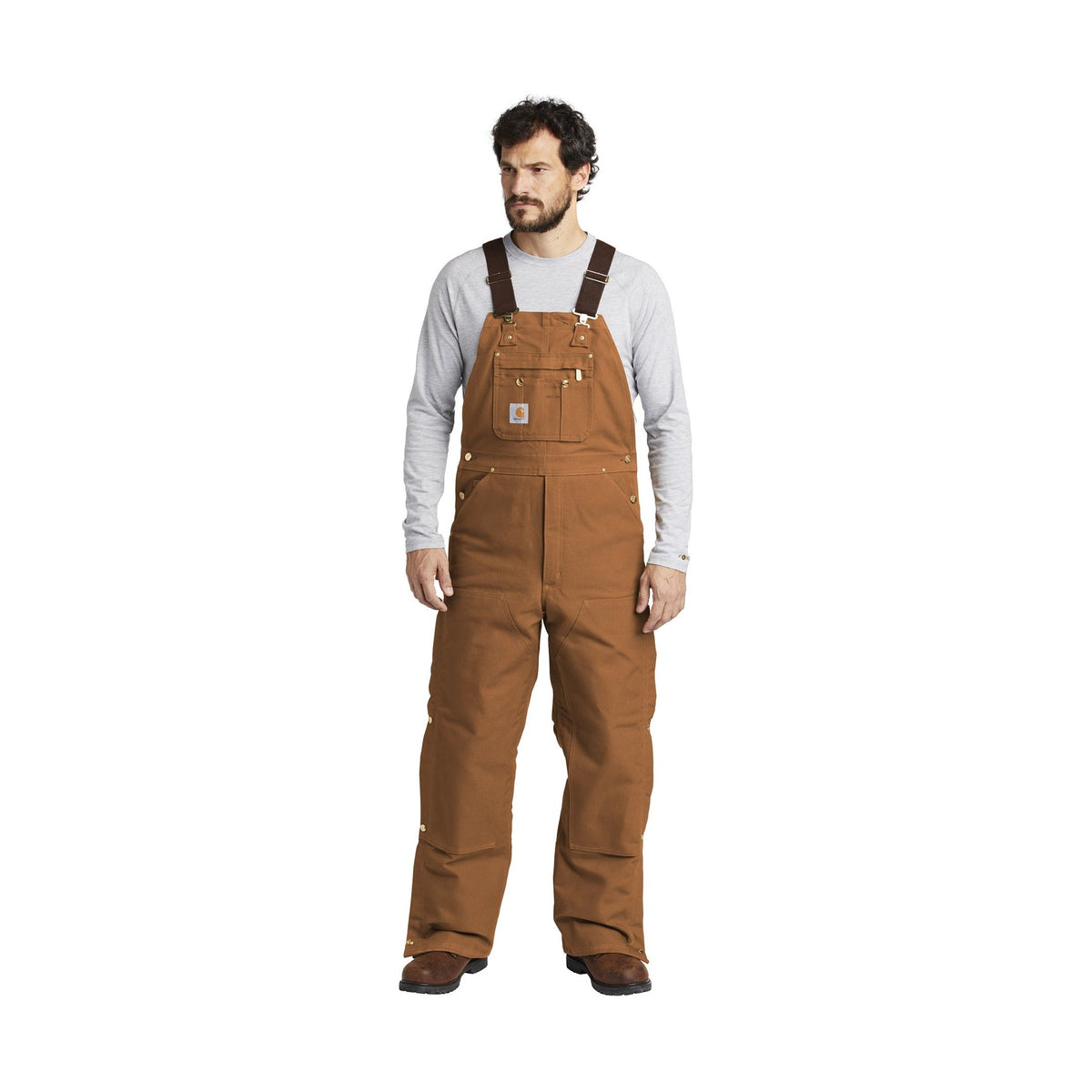 Carhartt Men's Duck Quilt-Lined Zip-To-Thigh Bib Overalls
