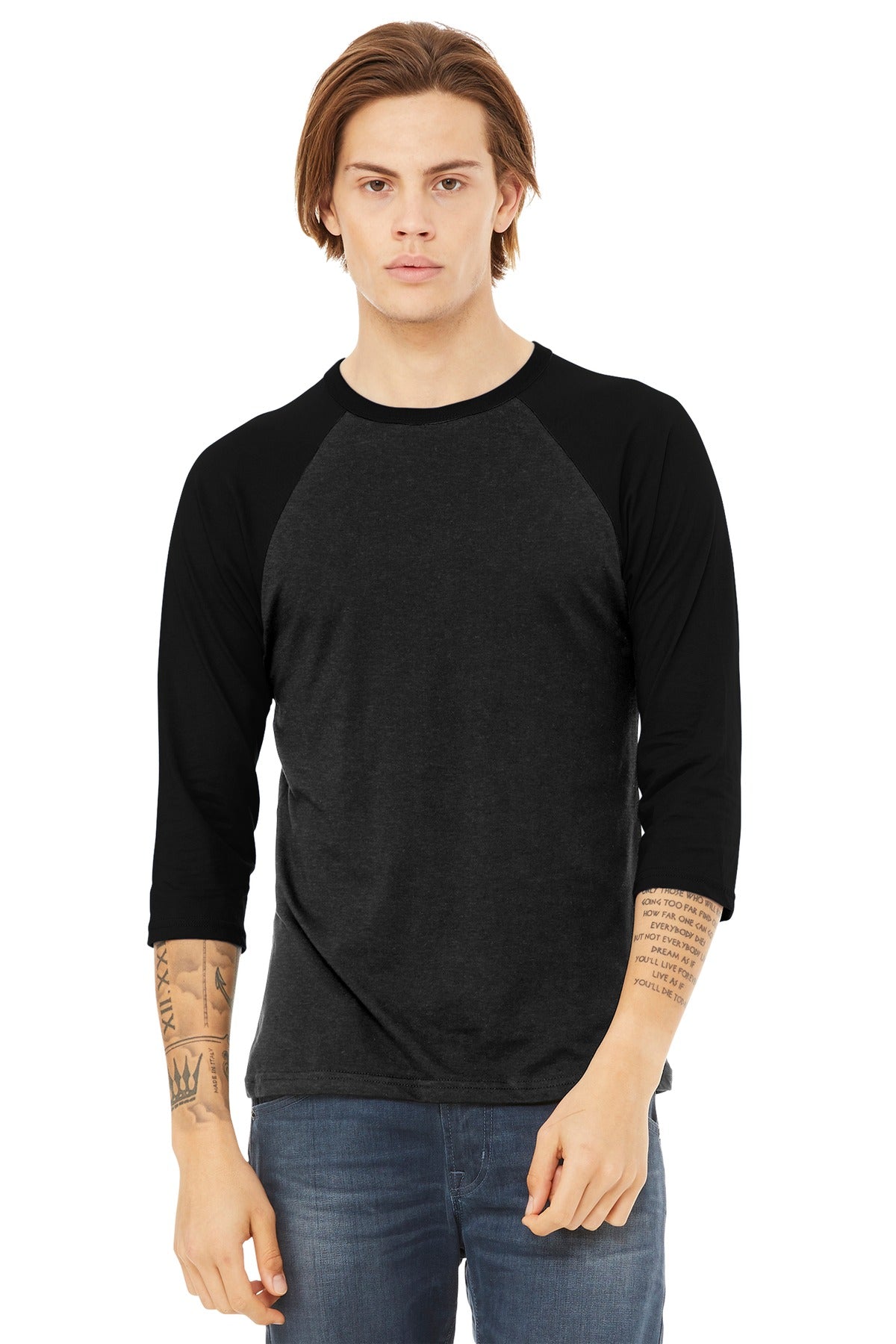 Bella + Canvas Men's 3/4-Sleeve Baseball Tee