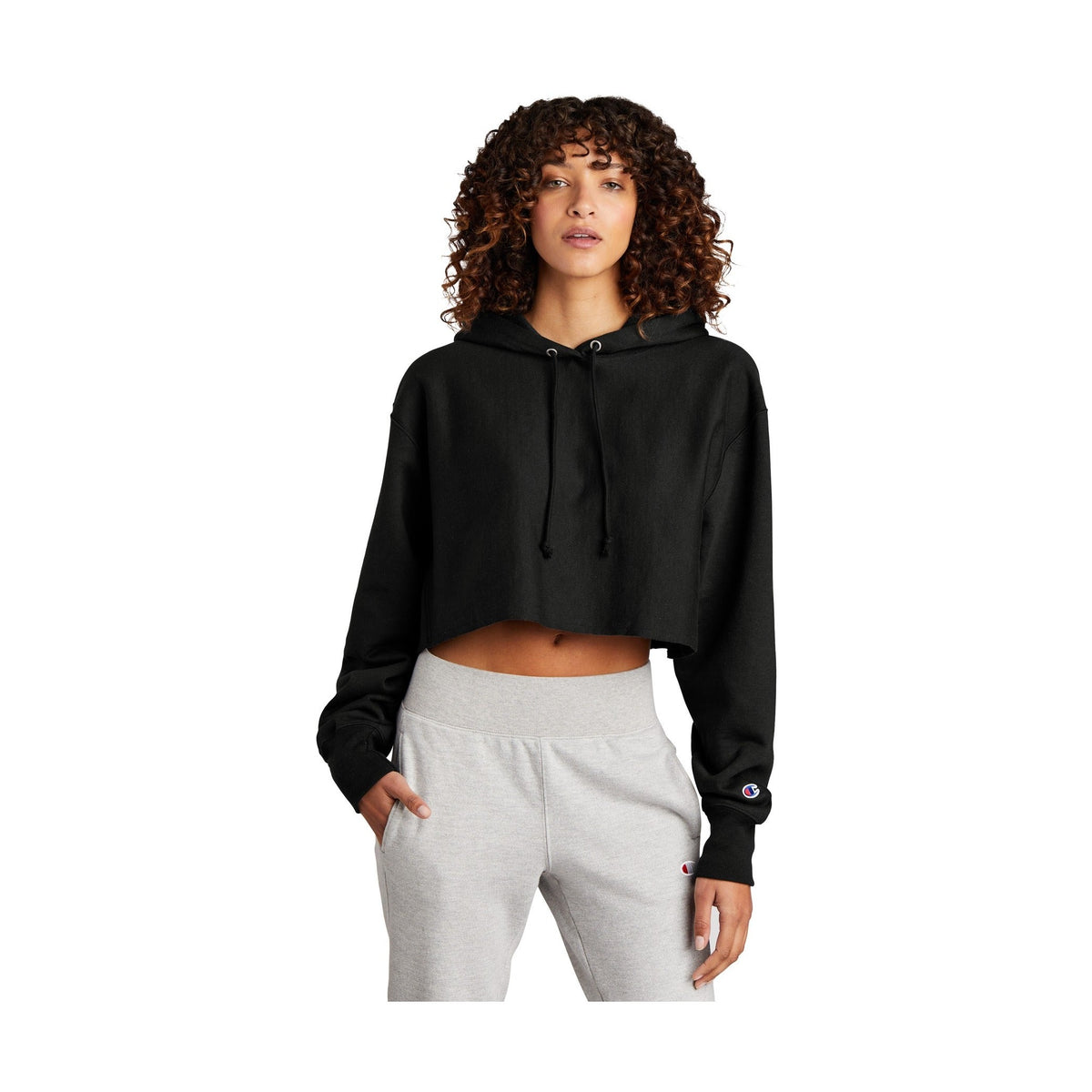 Champion Women's Reverse Weave Cropped Cut-Off Hooded Sweatshirt RW01W