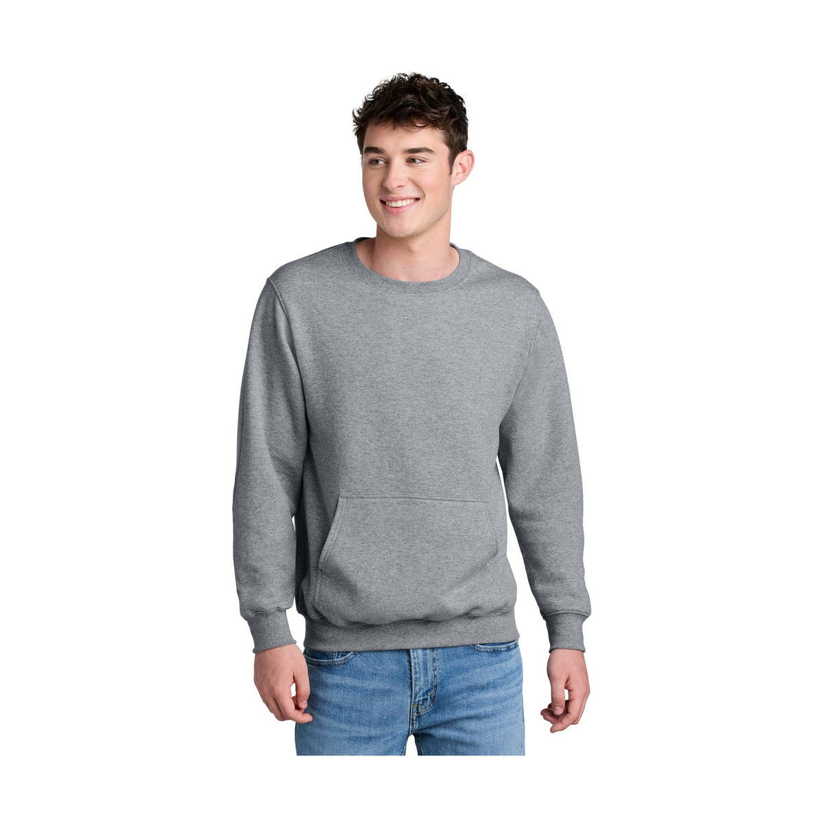 Port & Co Men's Core Fleece Crewneck Pocket Sweatshirt PC78PKT