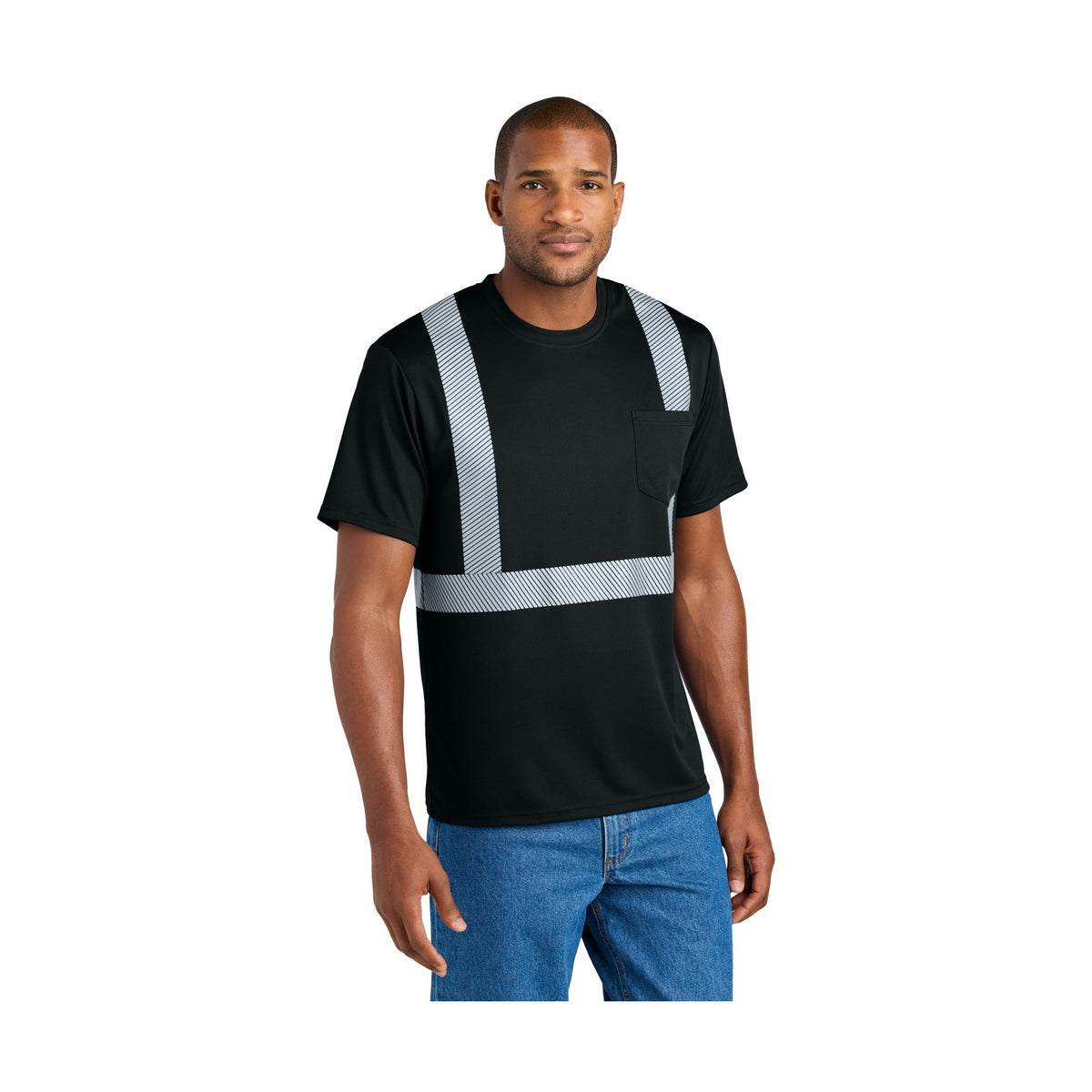 CornerStone Men's Enhanced Visibility Segmented Tape Tee CS206