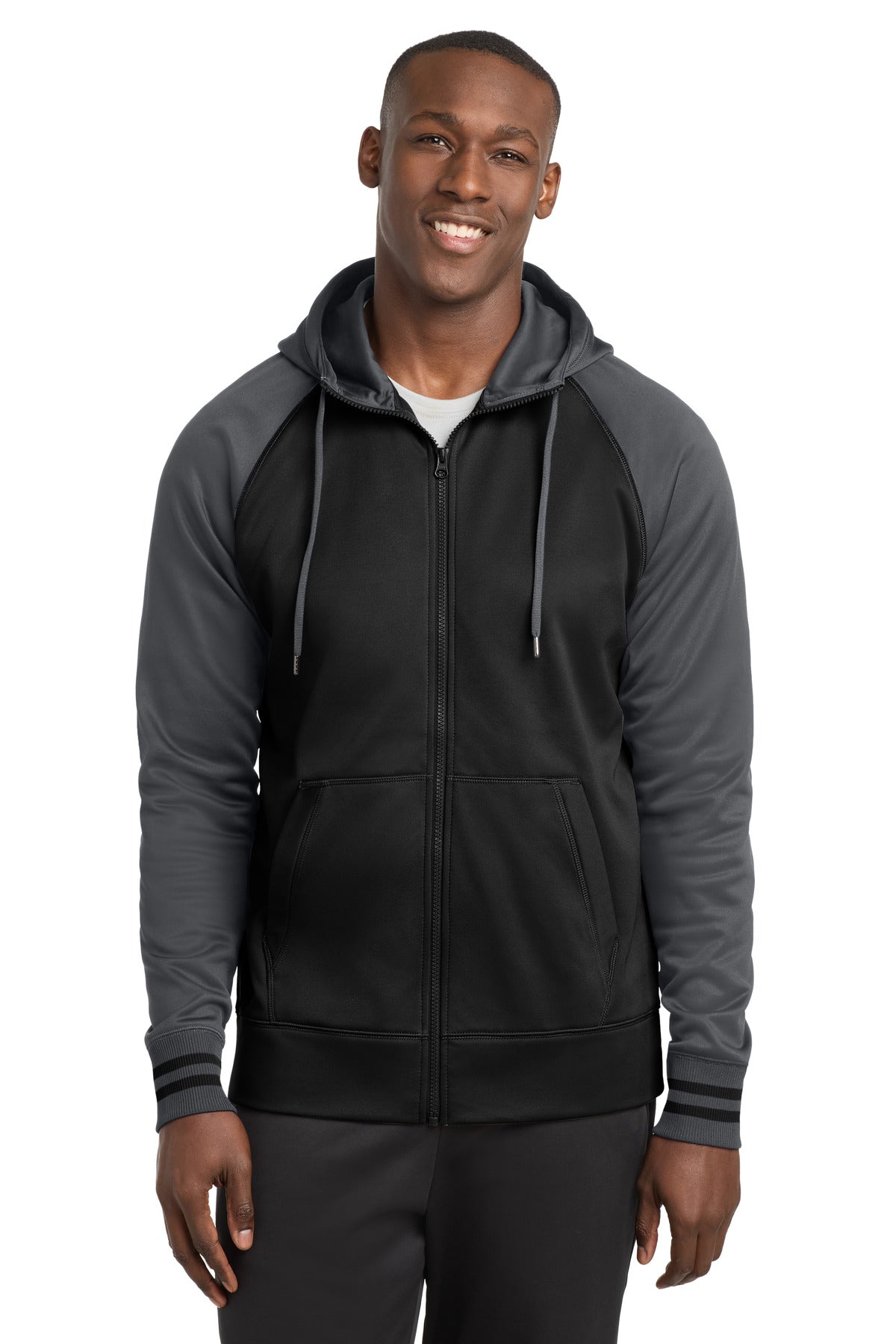 Sport-Tek Men's Sport-Wick Varsity Fleece Full-Zip Hooded Jacket