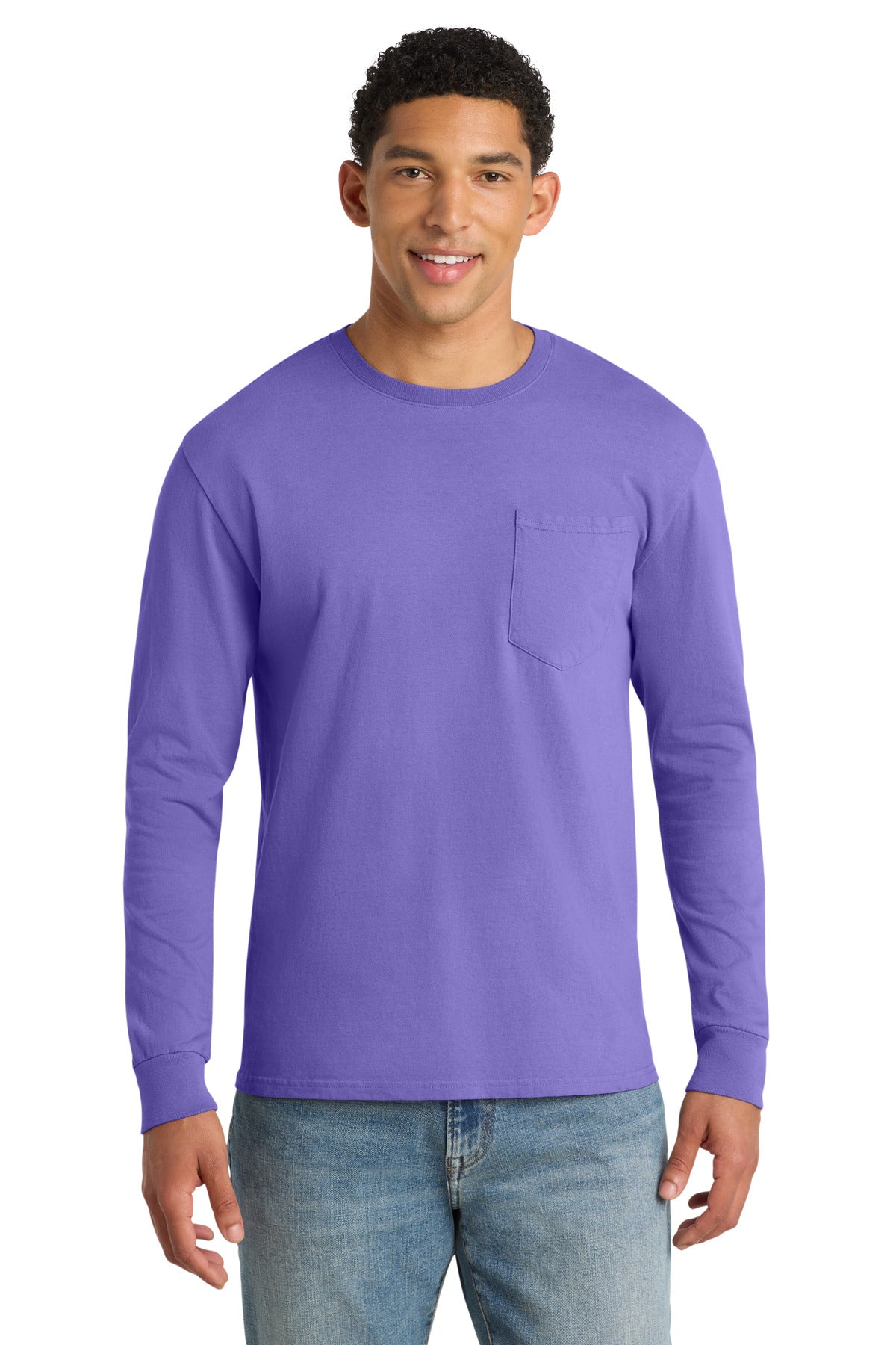 Port & Co Men’s Beach Wash Garment-Dyed Long Sleeve Pocket Tee PC099LSP
