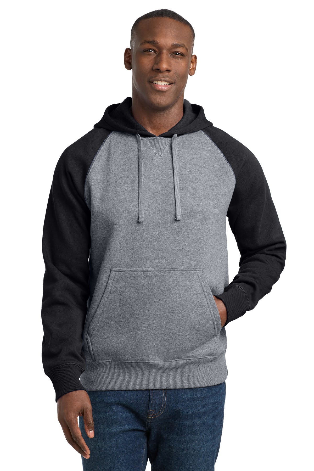 Sport-Tek Men's Raglan Colorblock Pullover Hooded Sweatshirt