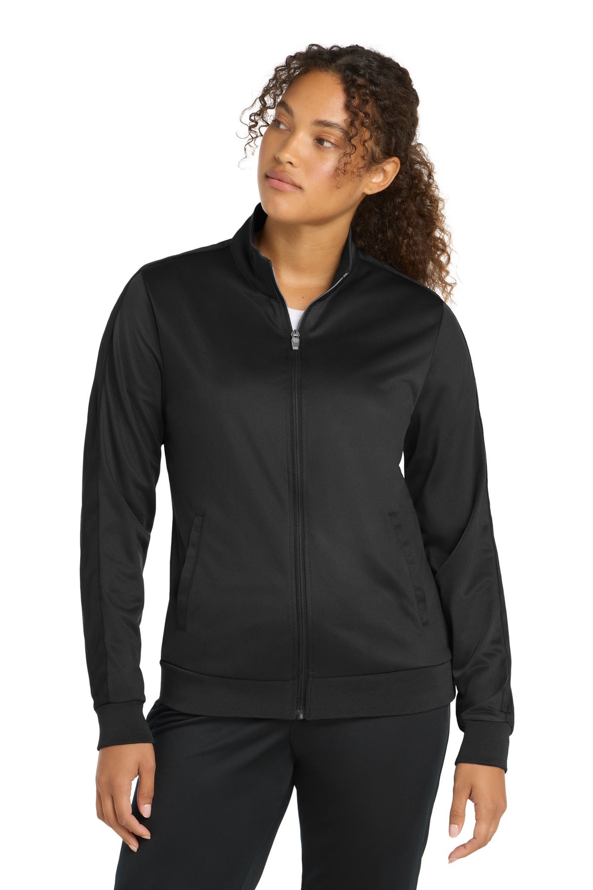 Sport-Tek Women's Tricot Sleeve Stripe Track Jacket