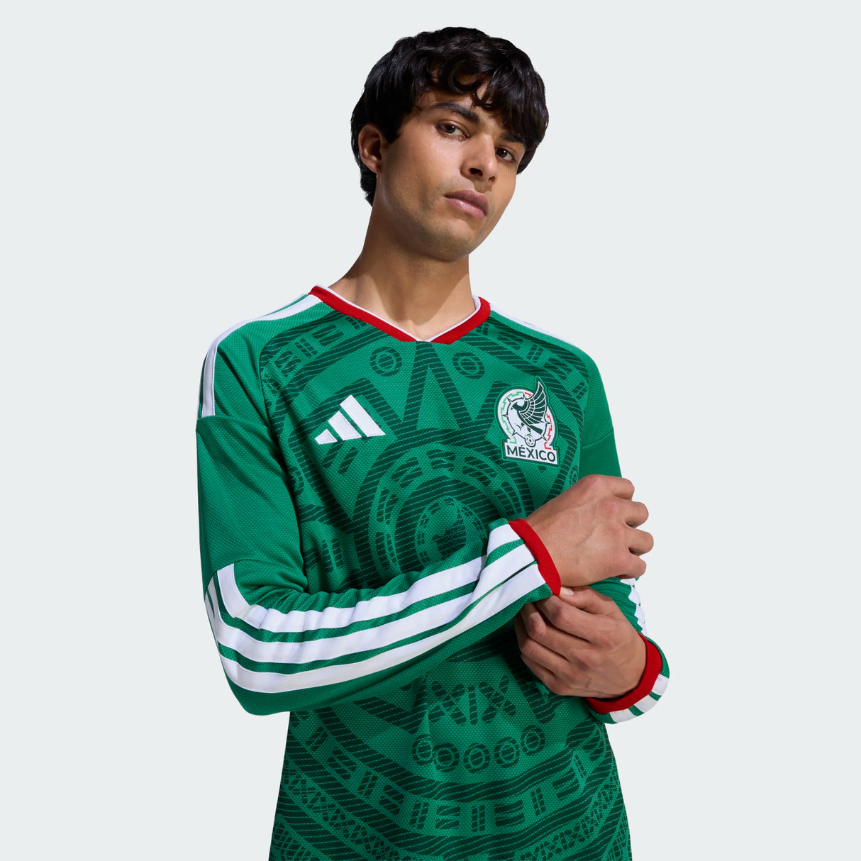 adidas Men's Mexico 26 Home Long Sleeve Jersey-3