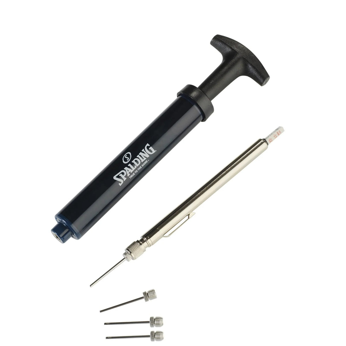 Spalding Ball Kit; 6" Dual Action Pump 3 Needles Pressure Basketball Gauge