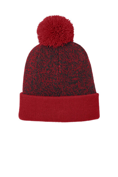 Sport-Tek Unisex Halftime Heather Pompom Beanie STC68 Unisex Accessories Hats & Caps