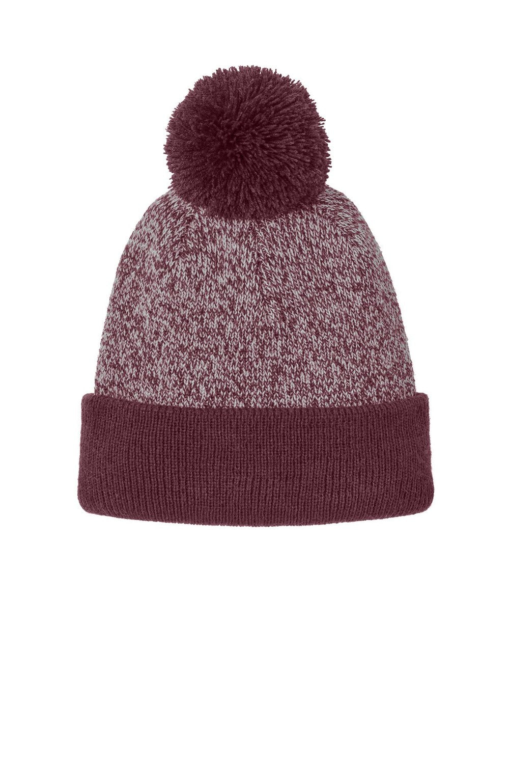 Sport-Tek Unisex Halftime Heather Pompom Beanie STC68 Unisex Accessories Hats & Caps