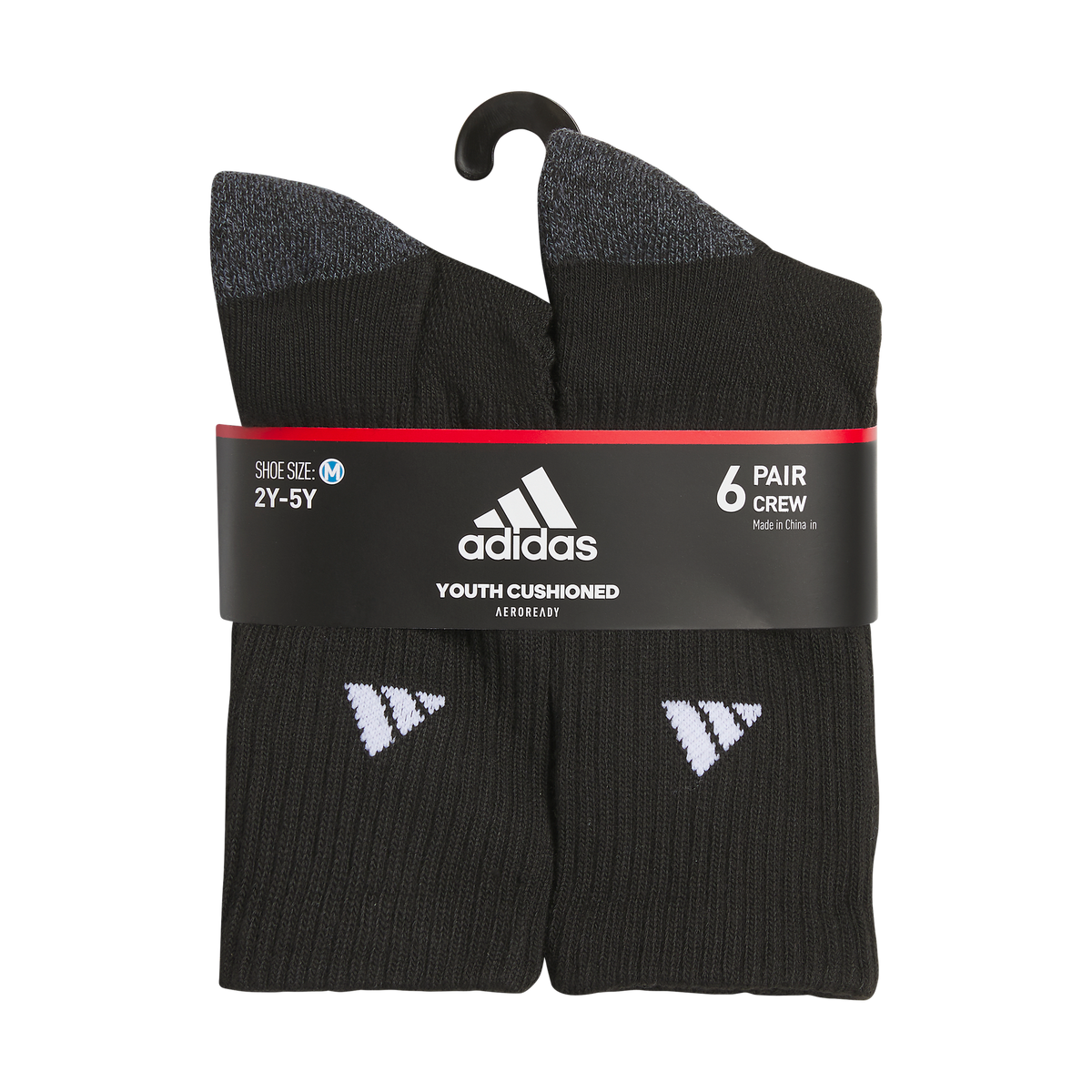 adidas Youth Athletic Cushioned 6-Pack Crew Sock-6