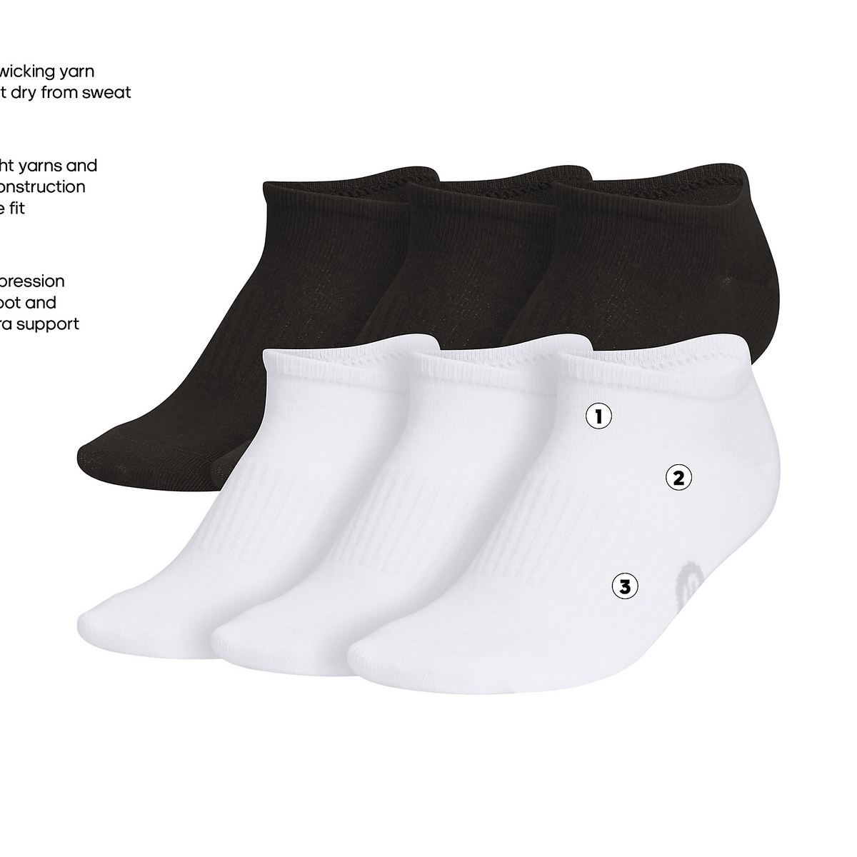adidas Women's Superlite Classic 6-Pack No Show Sock-2