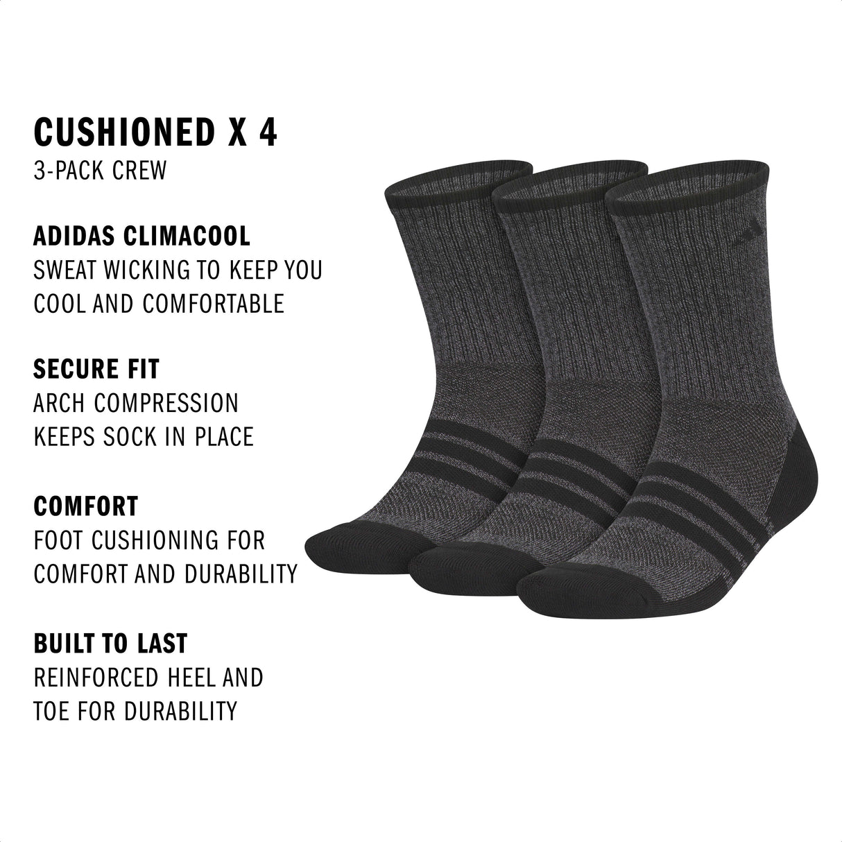 adidas Men's Cushioned X 4 3-Pack Crew Sock-2