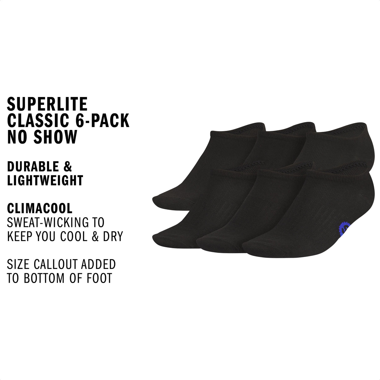 adidas Youth Superlite Classic 6-Pack No Show Sock-2