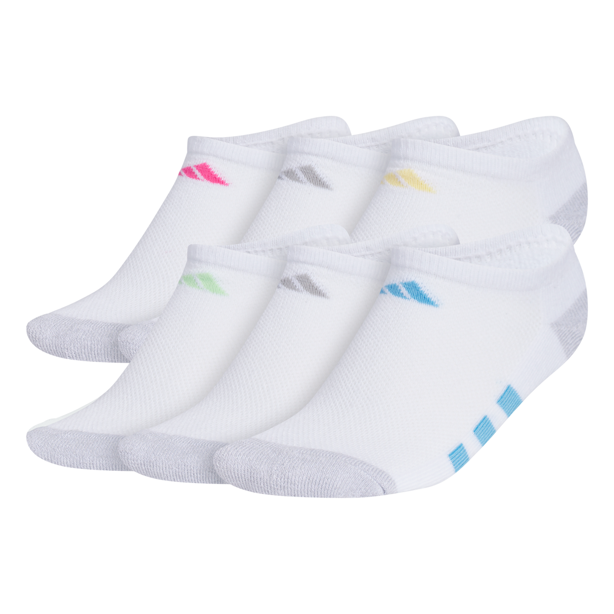 adidas Girl's Athletic Cushioned 6-Pack No Show Sock-1