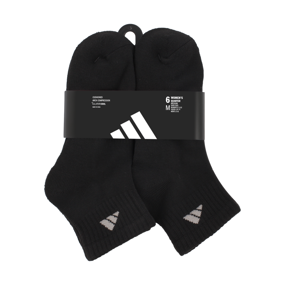 adidas Women's Athletic Cushioned 6-Pack Quarter Sock-9