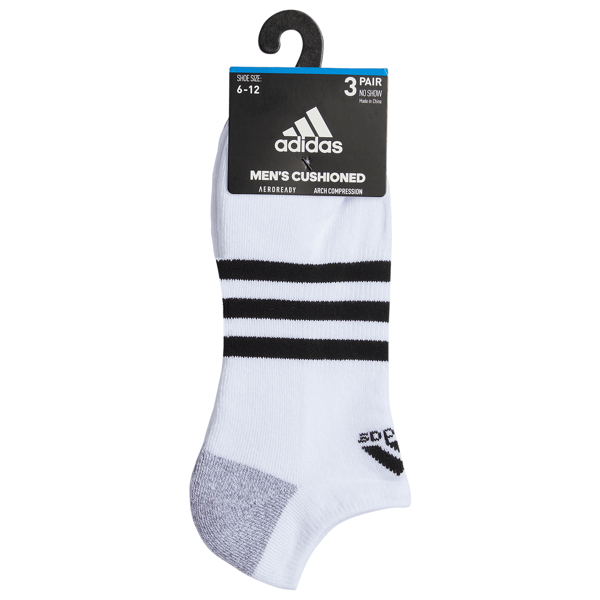 adidas Men's Cushioned 3-Stripe 3.0 3-Pack No Show Sock-6
