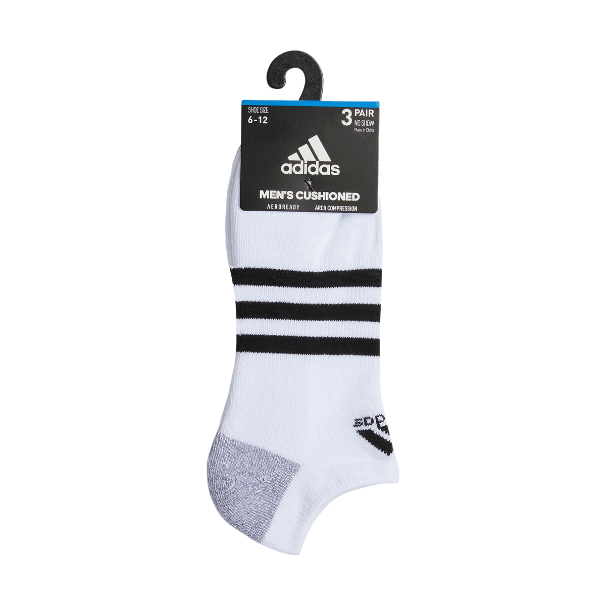 adidas Men's Cushioned 3-Stripe 3.0 3-Pack No Show Sock-6