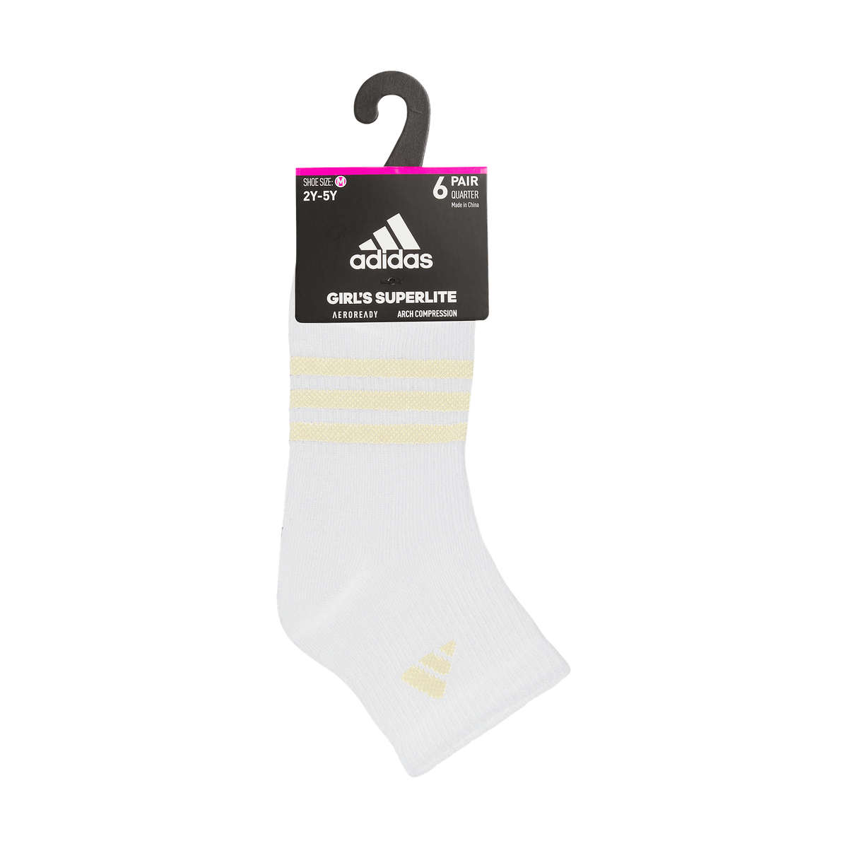 adidas Girl's Superlite 3.0 6-Pack Quarter Sock-8