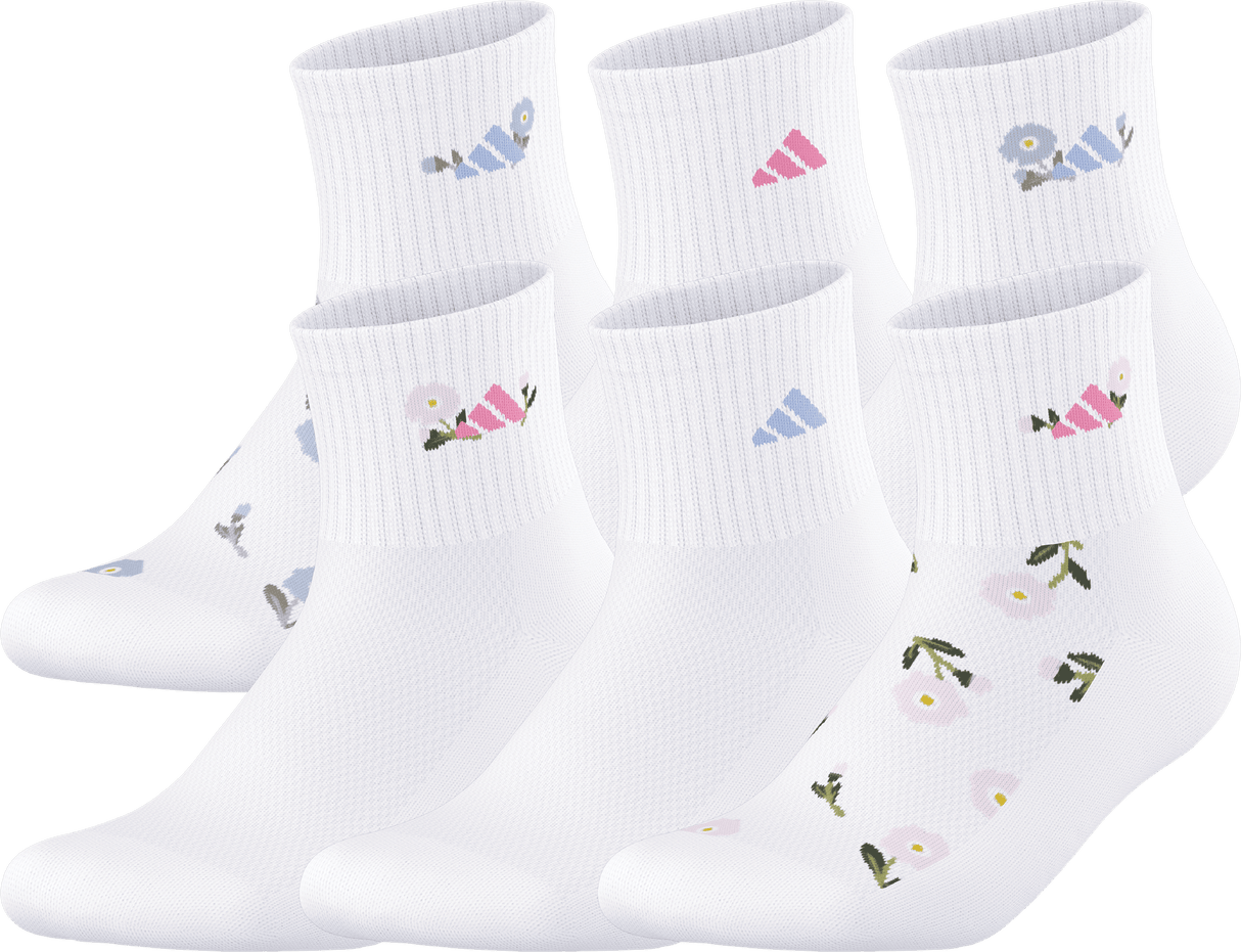 adidas Girl's Cushioned Graphic 2.0 6-Pack Quarter Sock-1