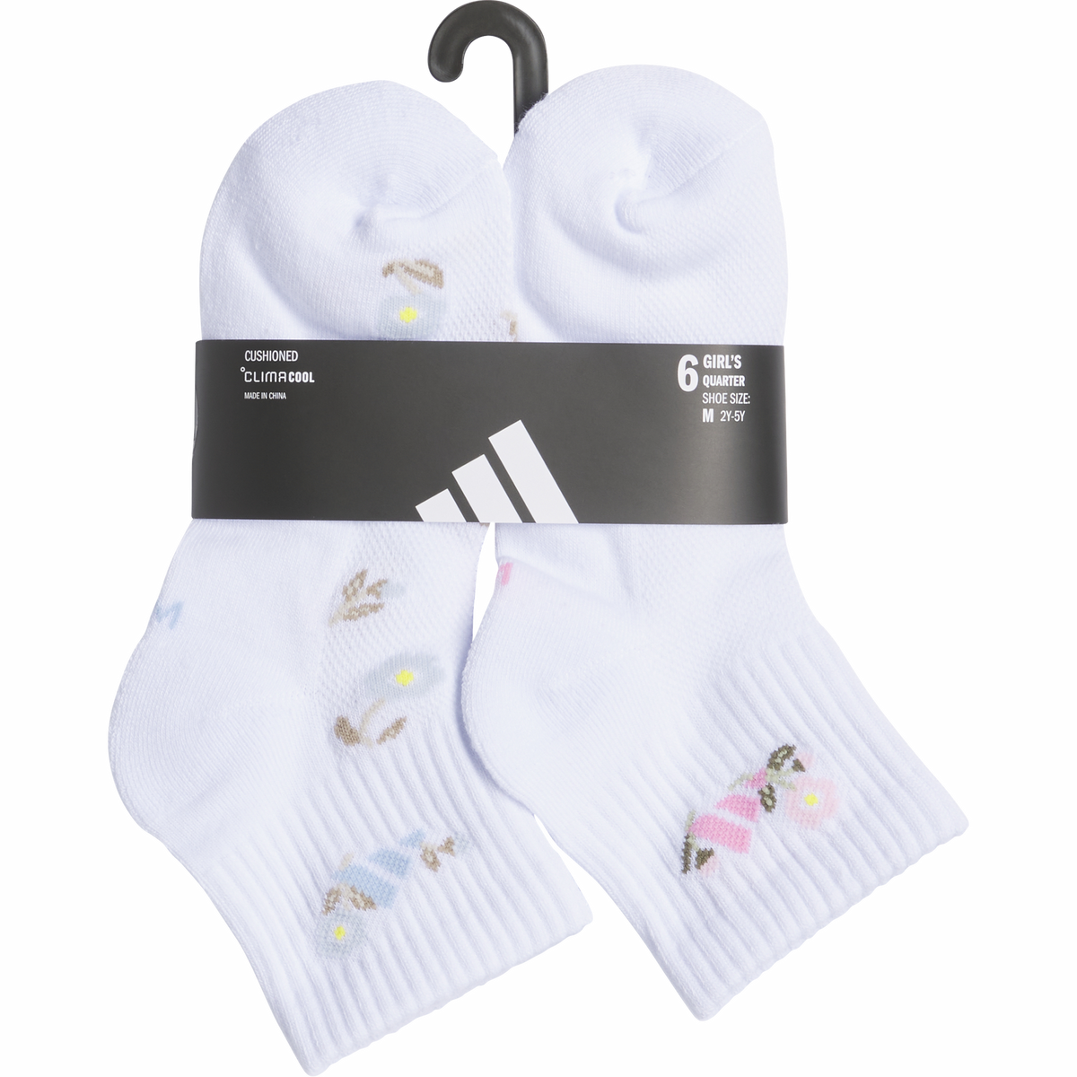 adidas Girl's Cushioned Graphic 2.0 6-Pack Quarter Sock-5