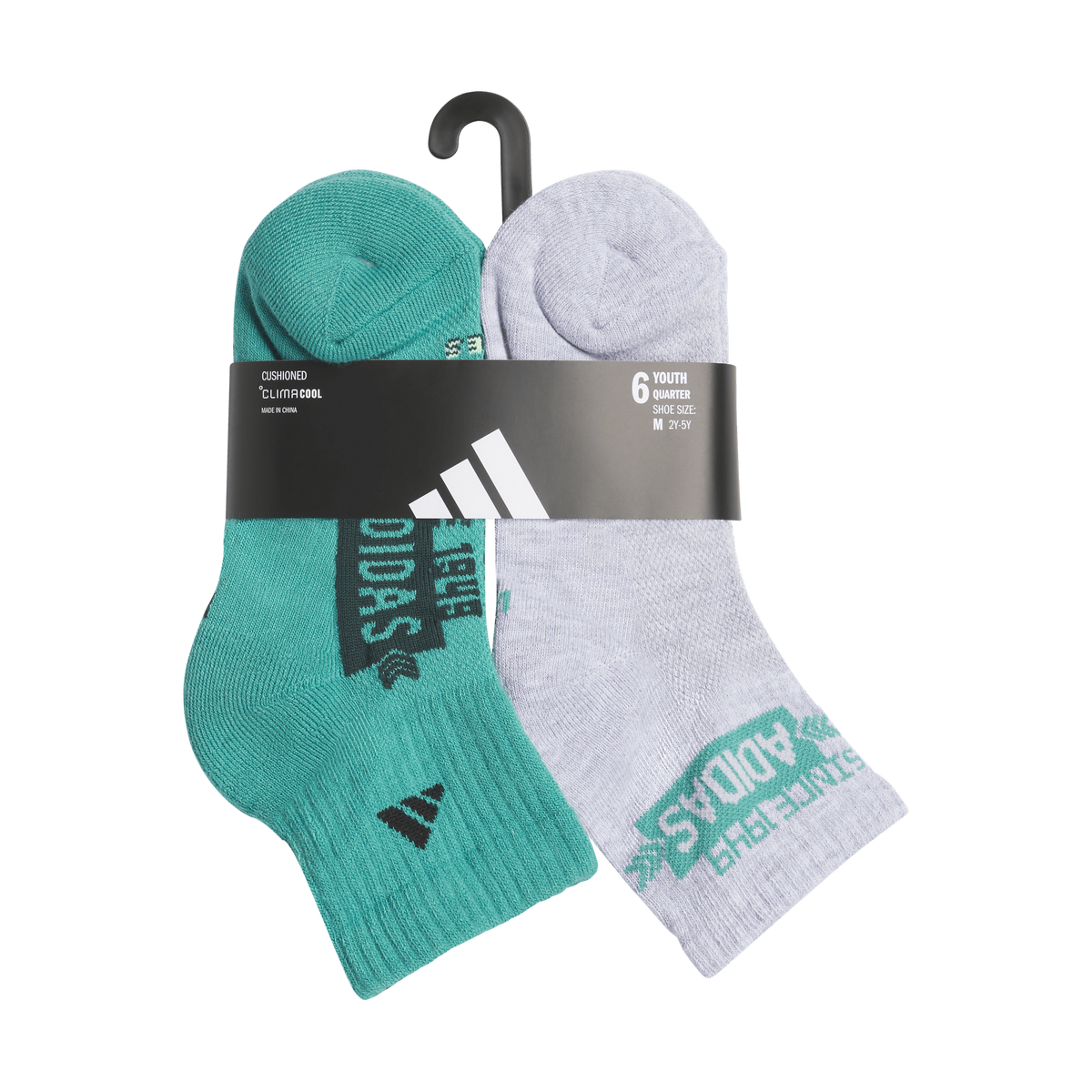 adidas Youth Cushioned Graphic 6-Pack Quarter Sock-6