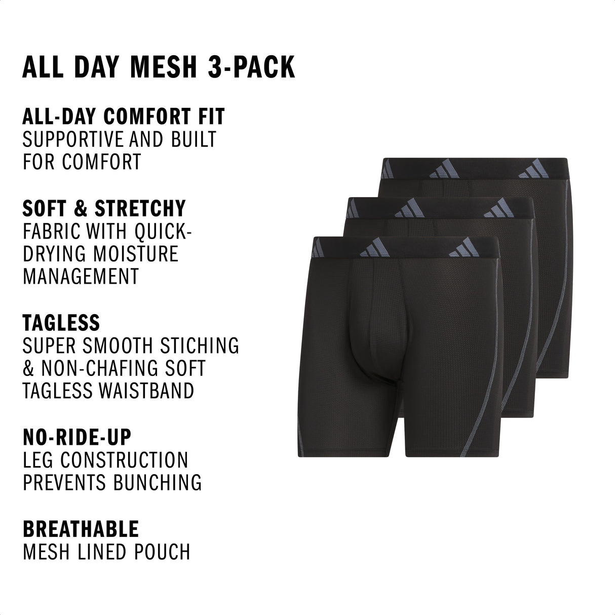adidas Men's All Day Mesh 3-Pack Boxer Brief-2