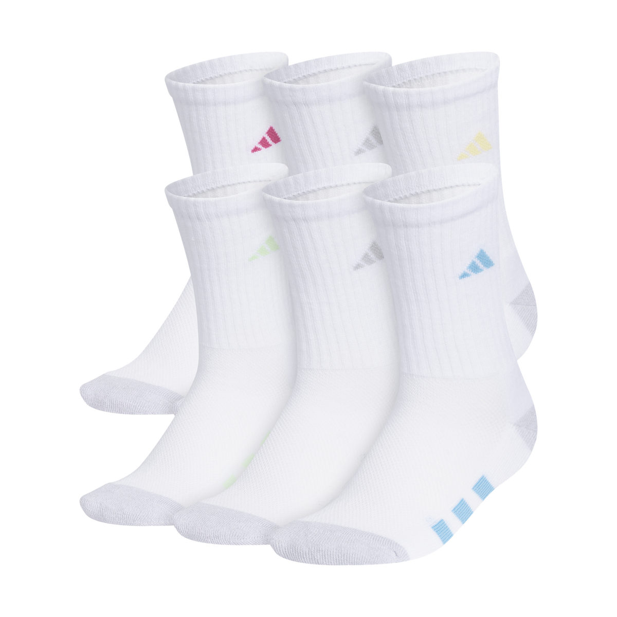 adidas Girl's Athletic Cushioned 6-Pack Crew Sock-1