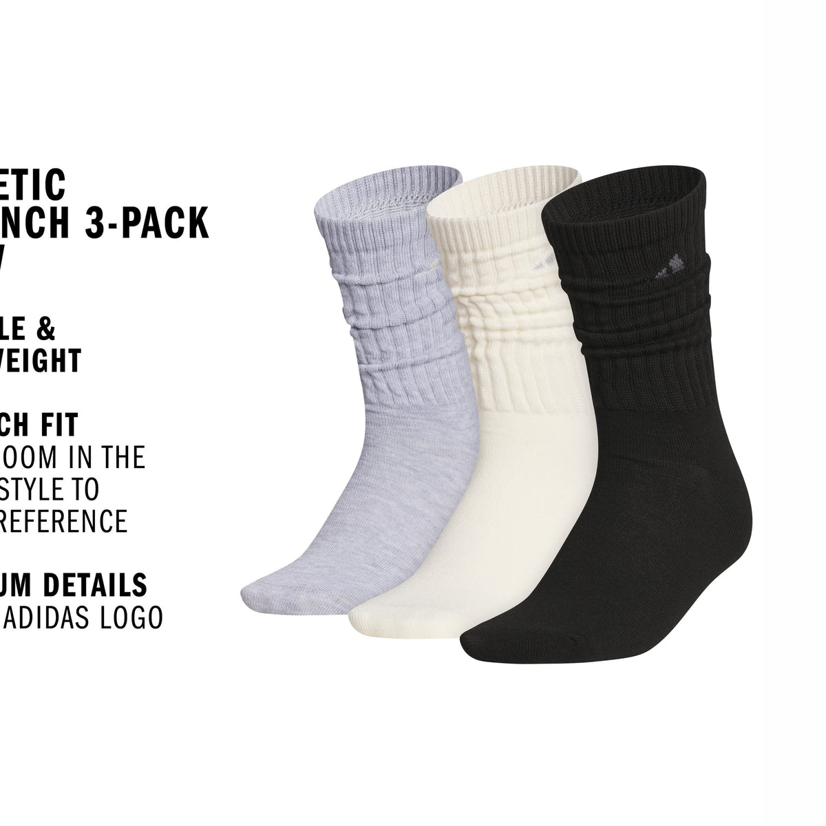 adidas Women's Athletic Scrunch 3-Pack Crew Sock-2