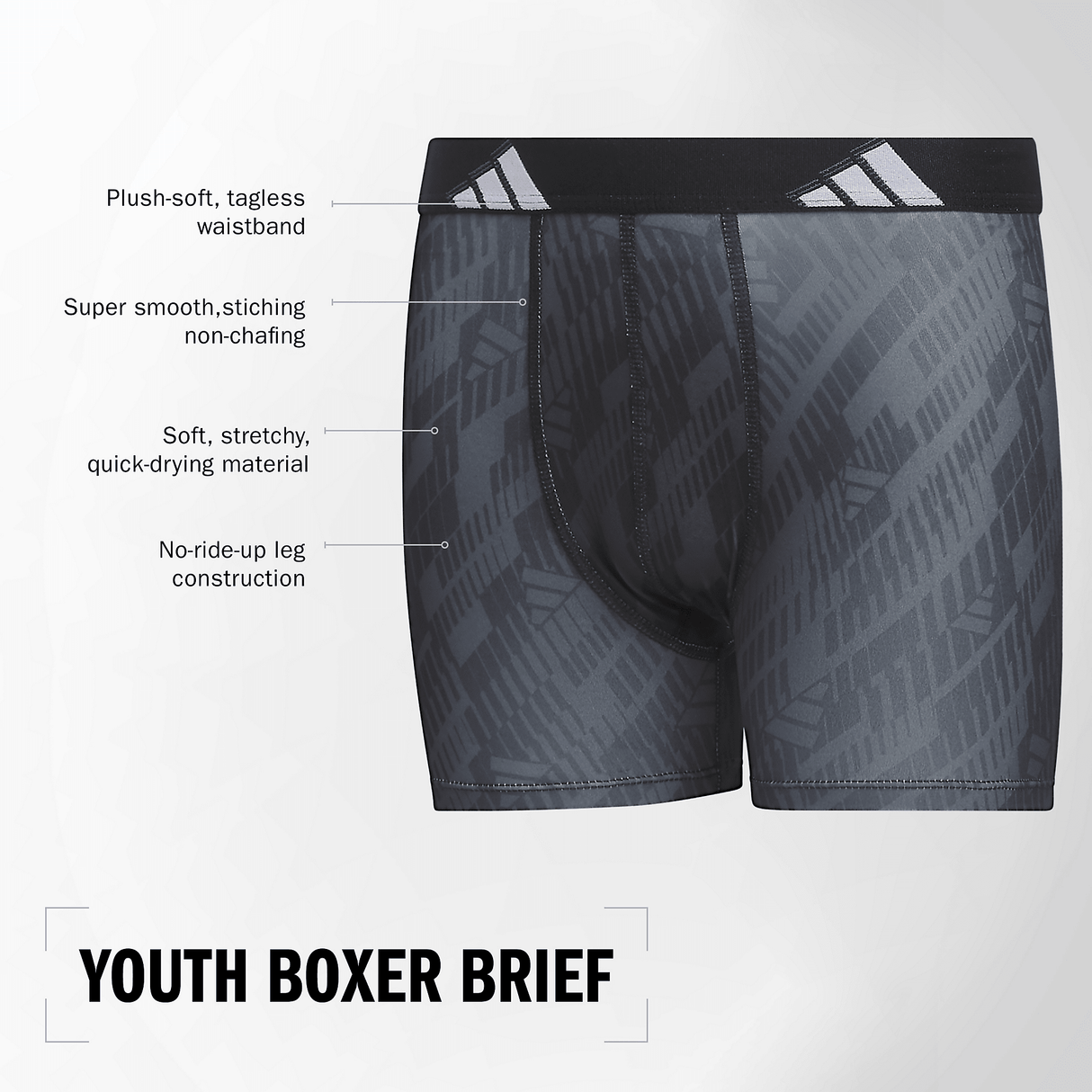 adidas Youth Microfiber 4-Pack Long Boxer Brief-2