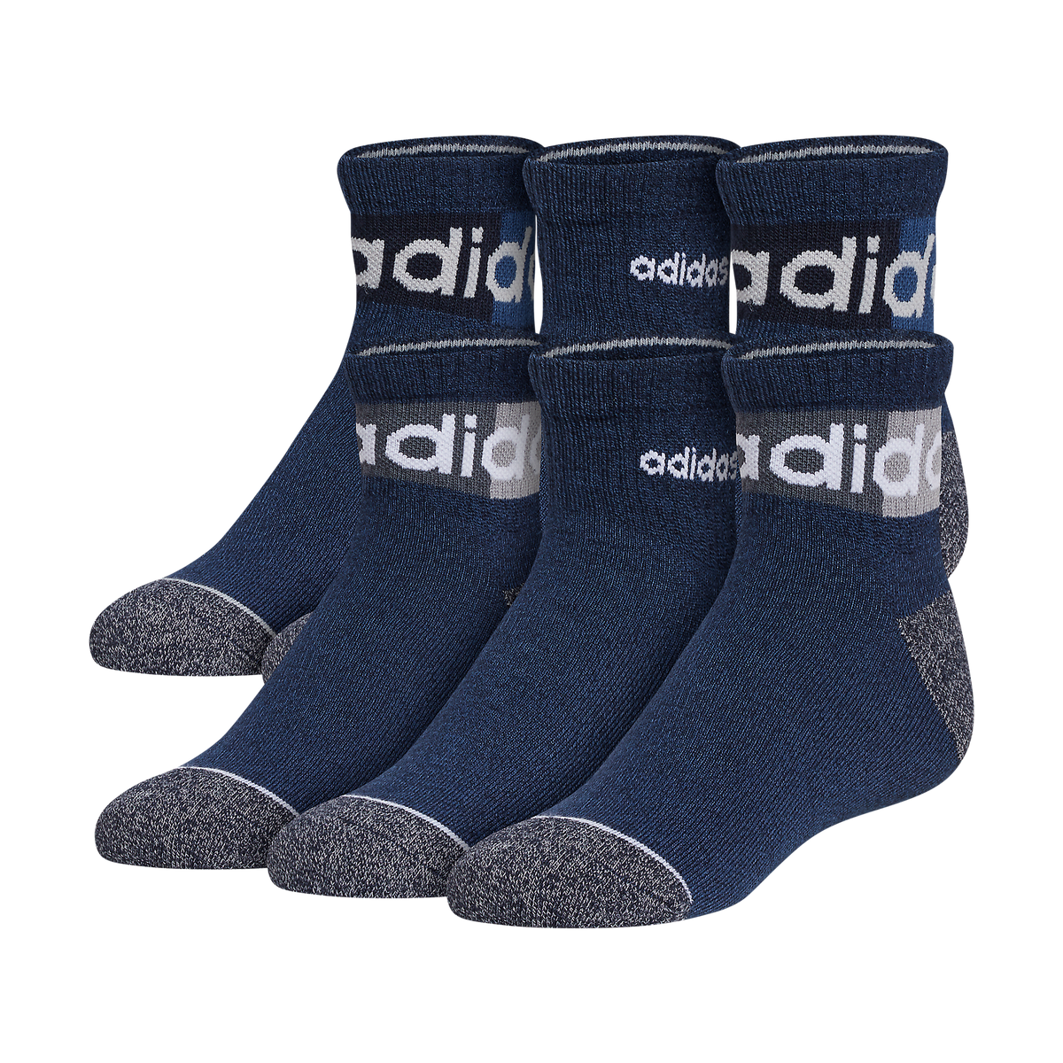 adidas Youth Blocked Linear II 6-Pack Quarter Sock-1