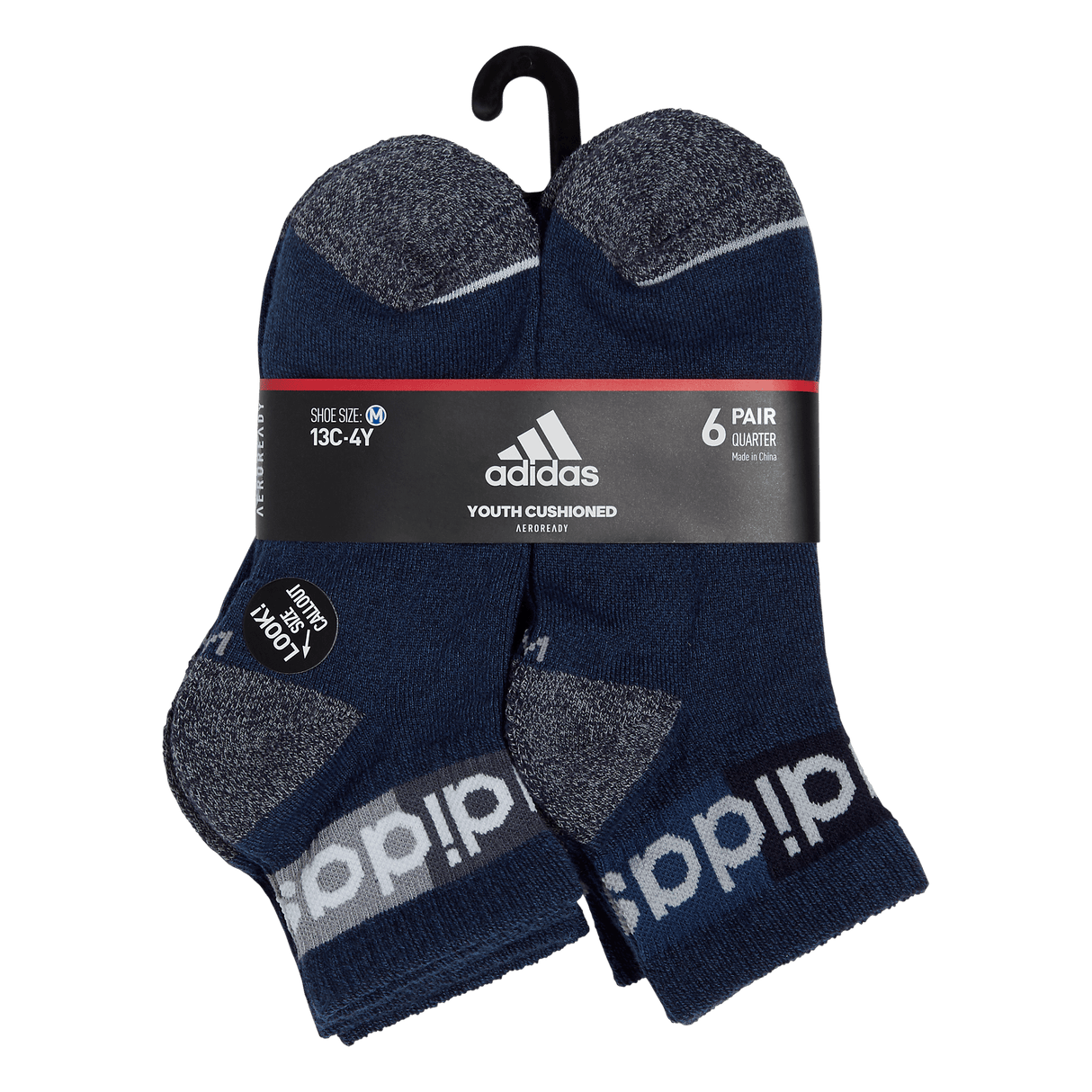 adidas Youth Blocked Linear II 6-Pack Quarter Sock-9