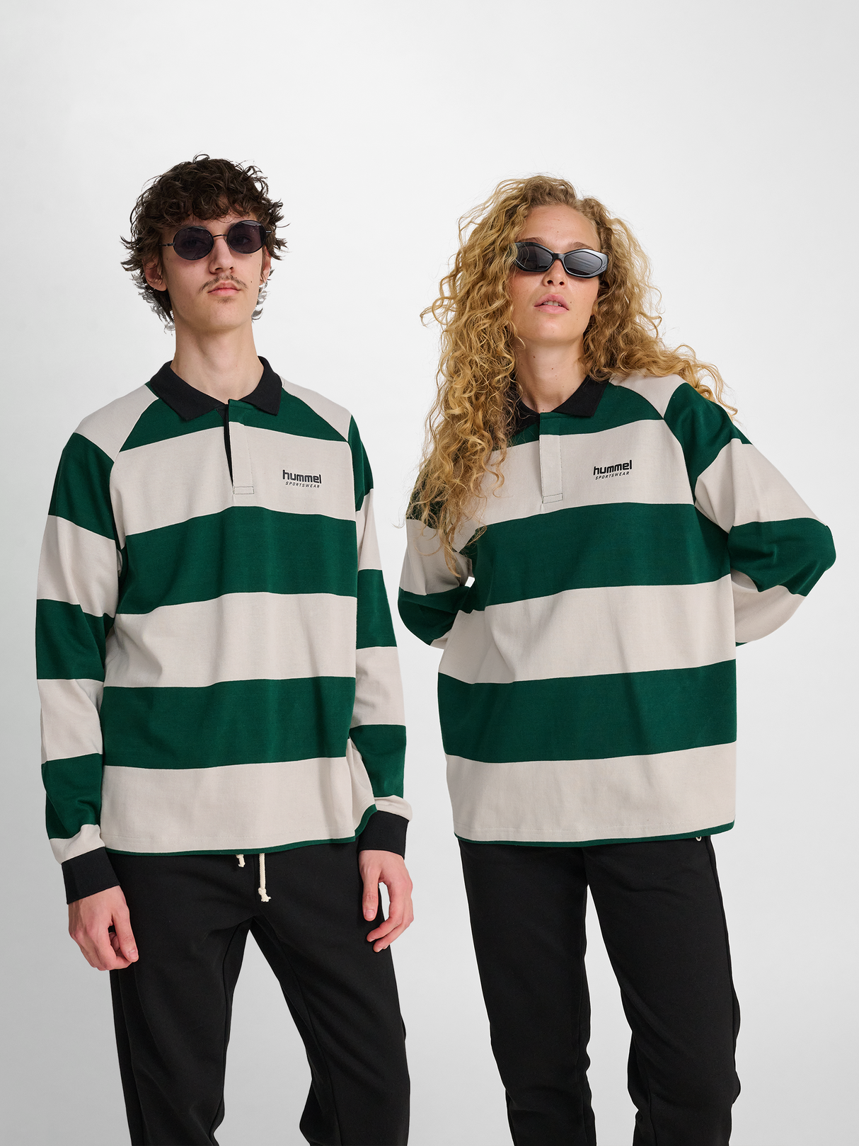 hummel Men's Loose Striped Long Sleeve Polo-5