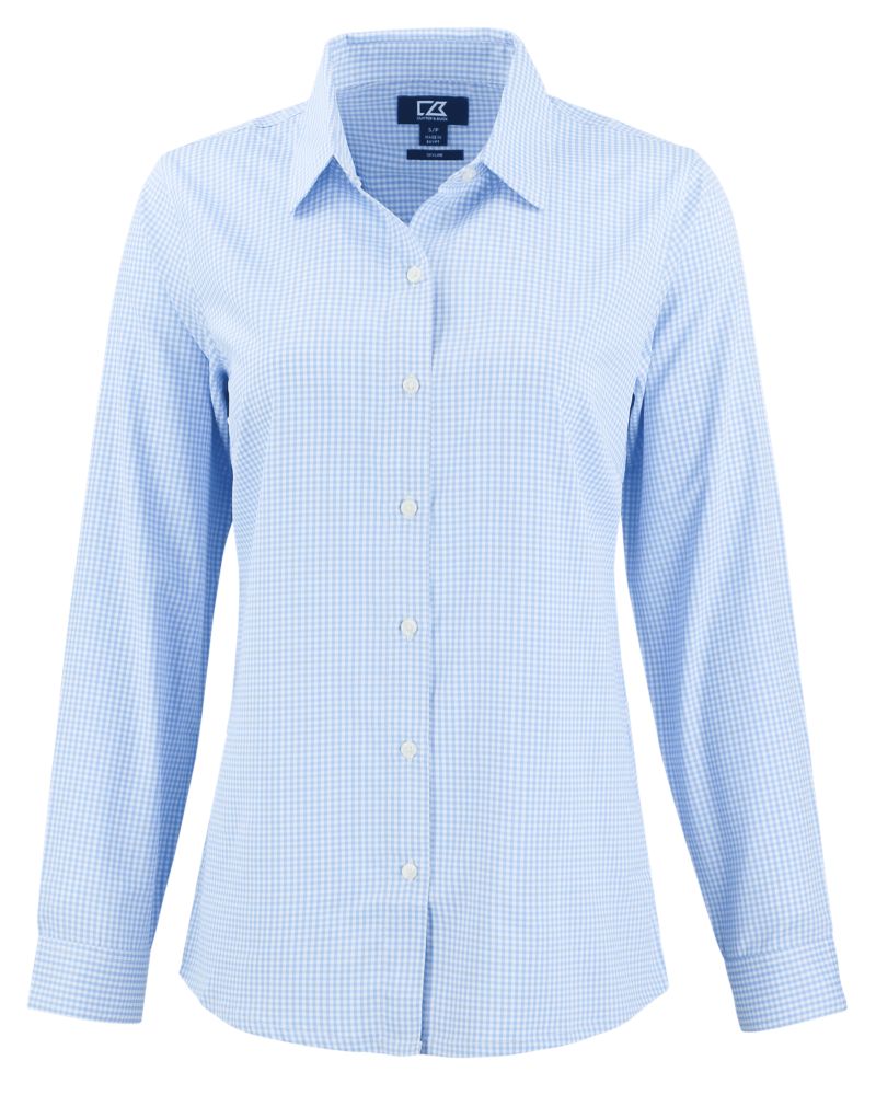 Cutter & Buck Women's Skyline Recycled Gingham Long Sleeve Spread Collar Dress Shirt