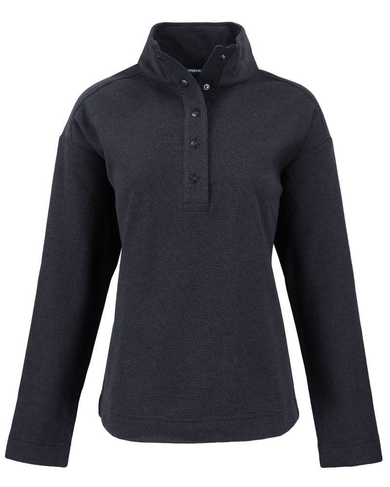 Cutter & Buck Women's Hunts Point Recycled Fleece Hybrid Snap Placket Pullover
