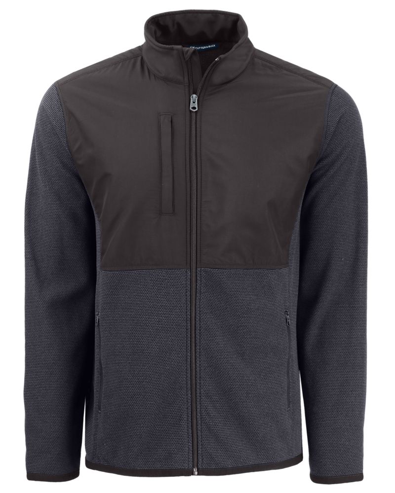 Cutter & Buck Men's Hunts Point Recycled Fleece Hybrid Full Zip Jacket