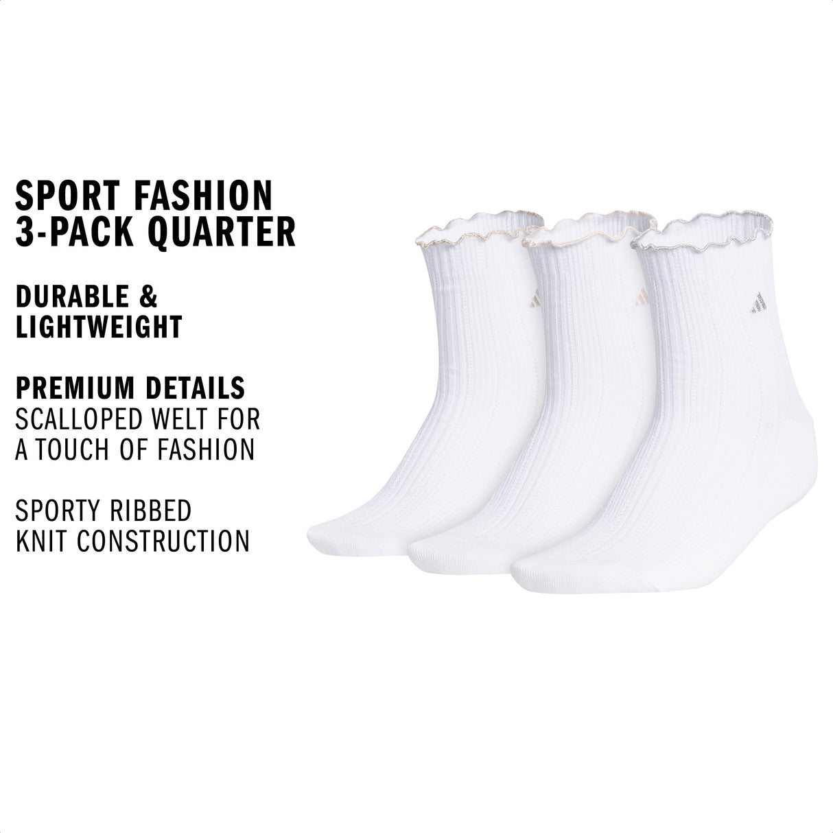adidas Women's Performance Ruffle 3-Pack Quarter Sock-2